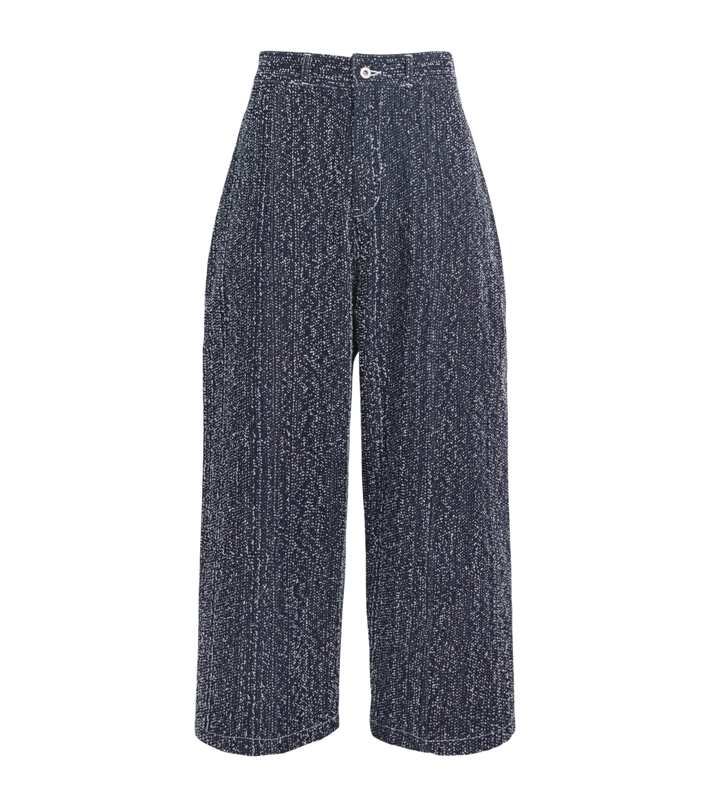 SAGE NATION Denim Speckled Box-Pleat Trousers in Blue for Men | Lyst