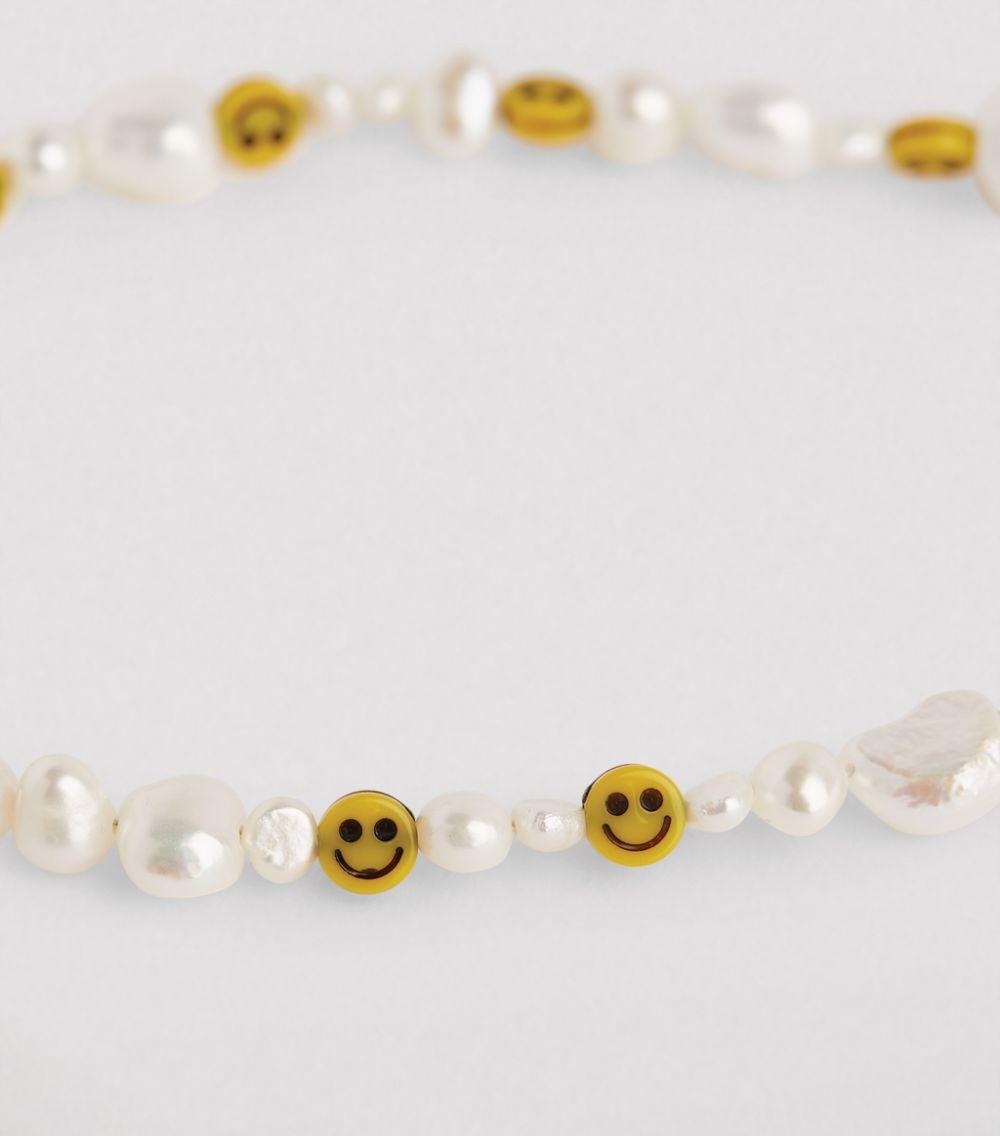 WALD BERLIN Smiley Dude Pearl Necklace in White | Lyst