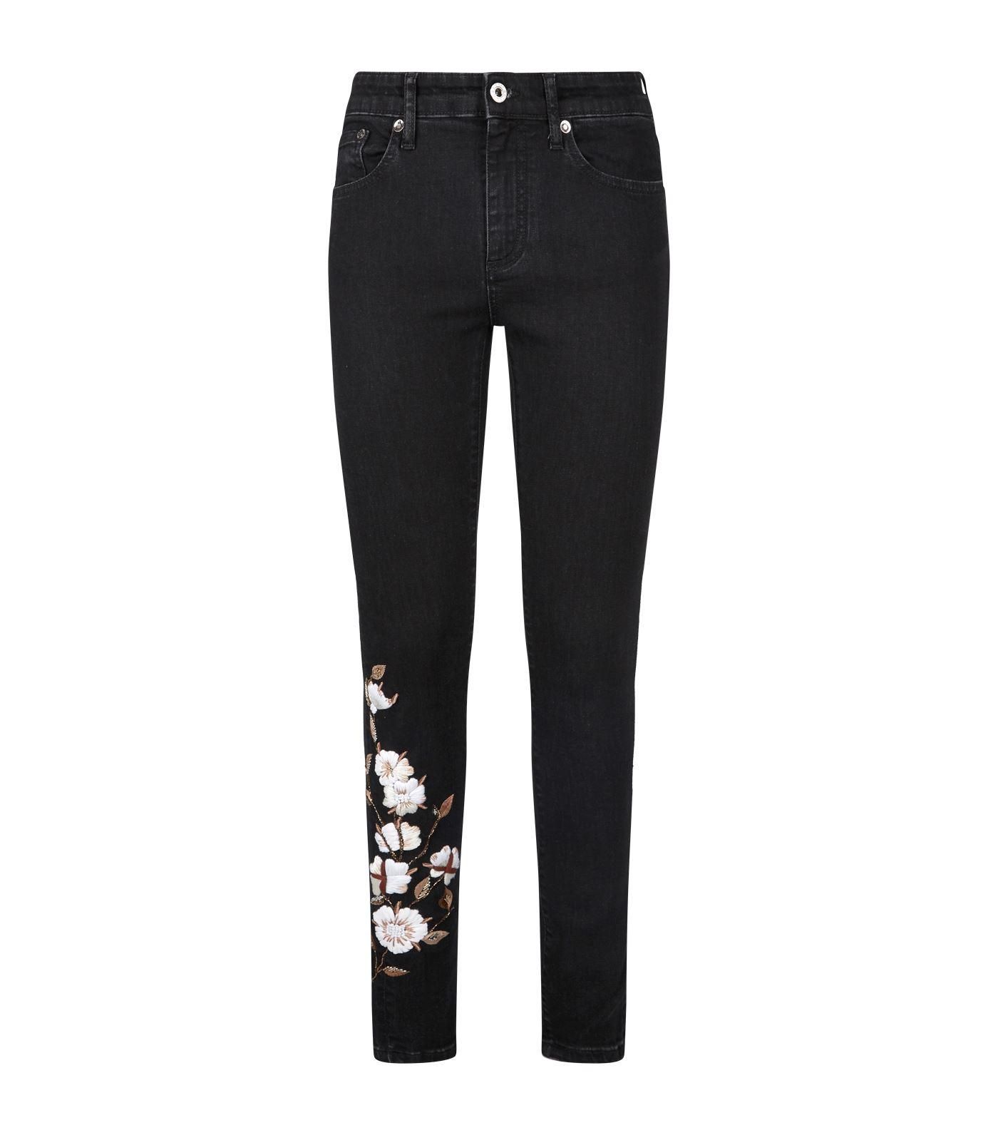 Off-White c/o Virgil Abloh Floral Embroidered Skinny Jeans in Black | Lyst