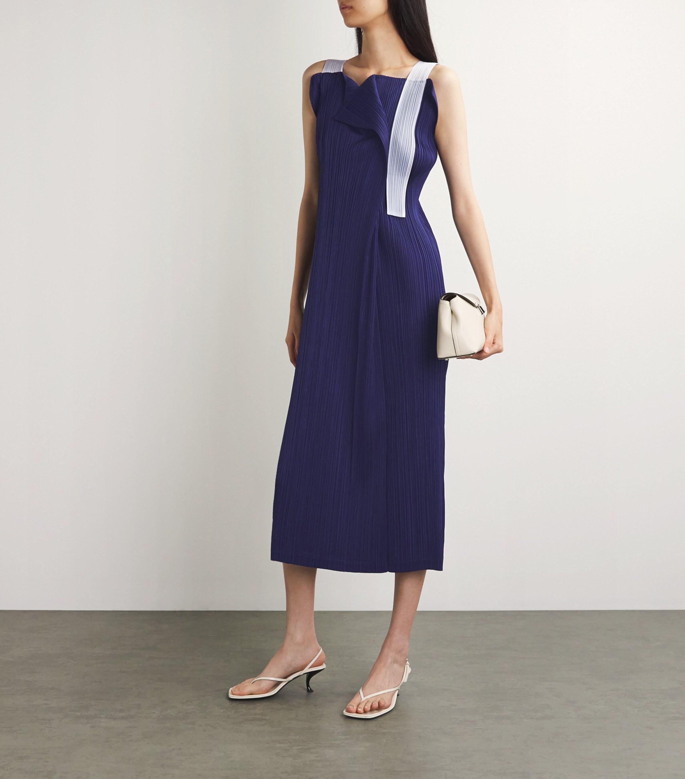 Pleats Please Issey Miyake Pleated Comet Midi Dress in Blue Pleats Please Issey Miyake Pleated Comet Midi Dress in Blue