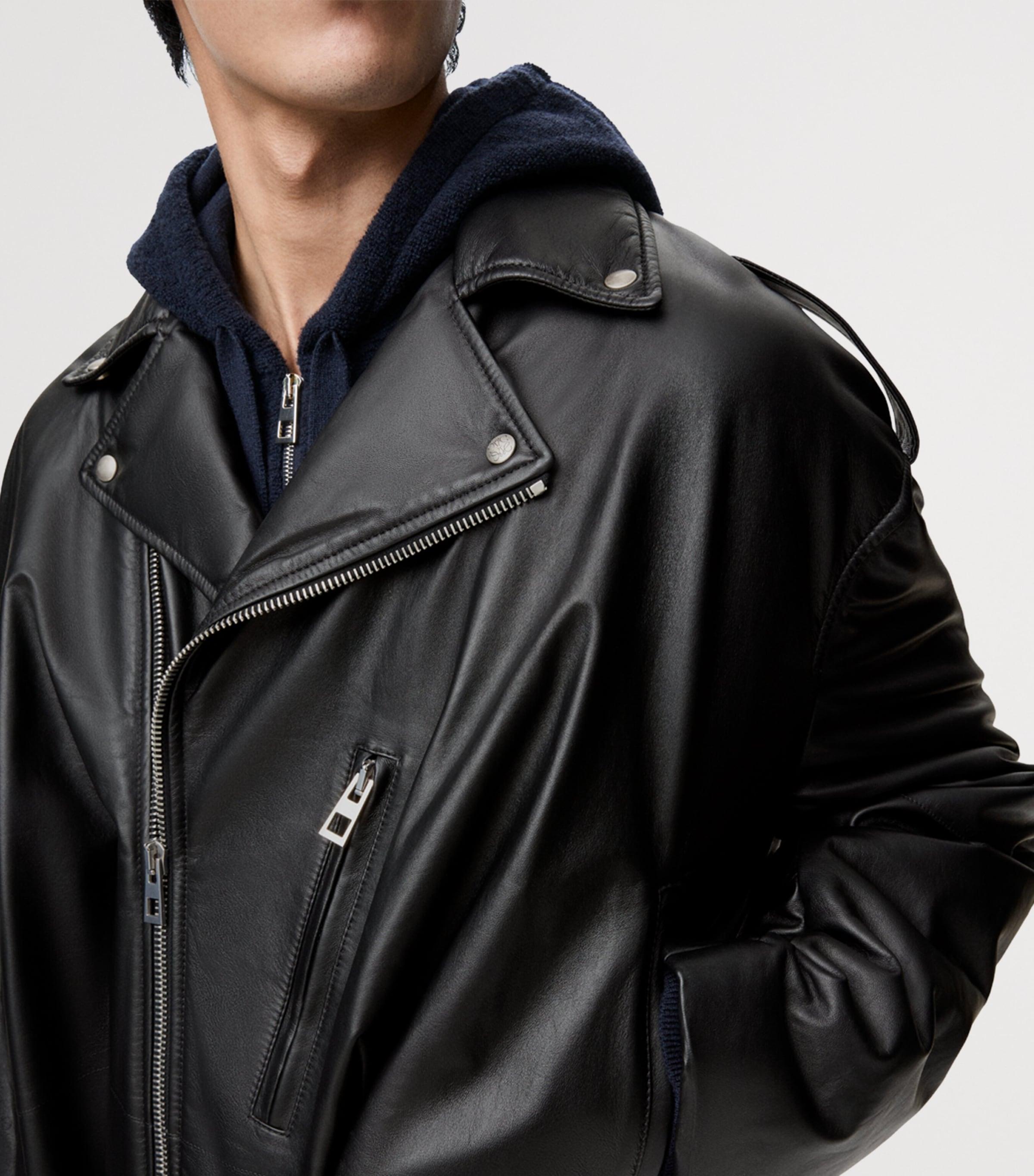 Loewe Balloon Leather Biker Jacket in Black for Men | Lyst