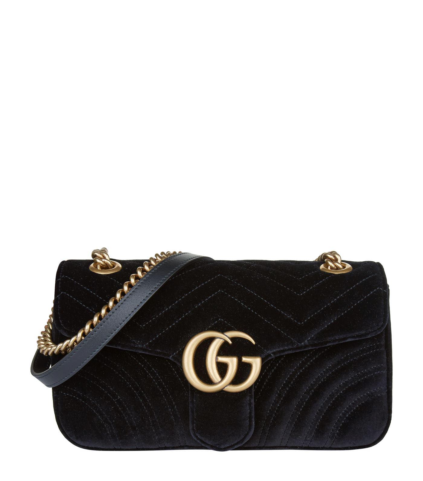Gucci Small Velvet Marmont Matelass Shoulder Bag in Black - Lyst