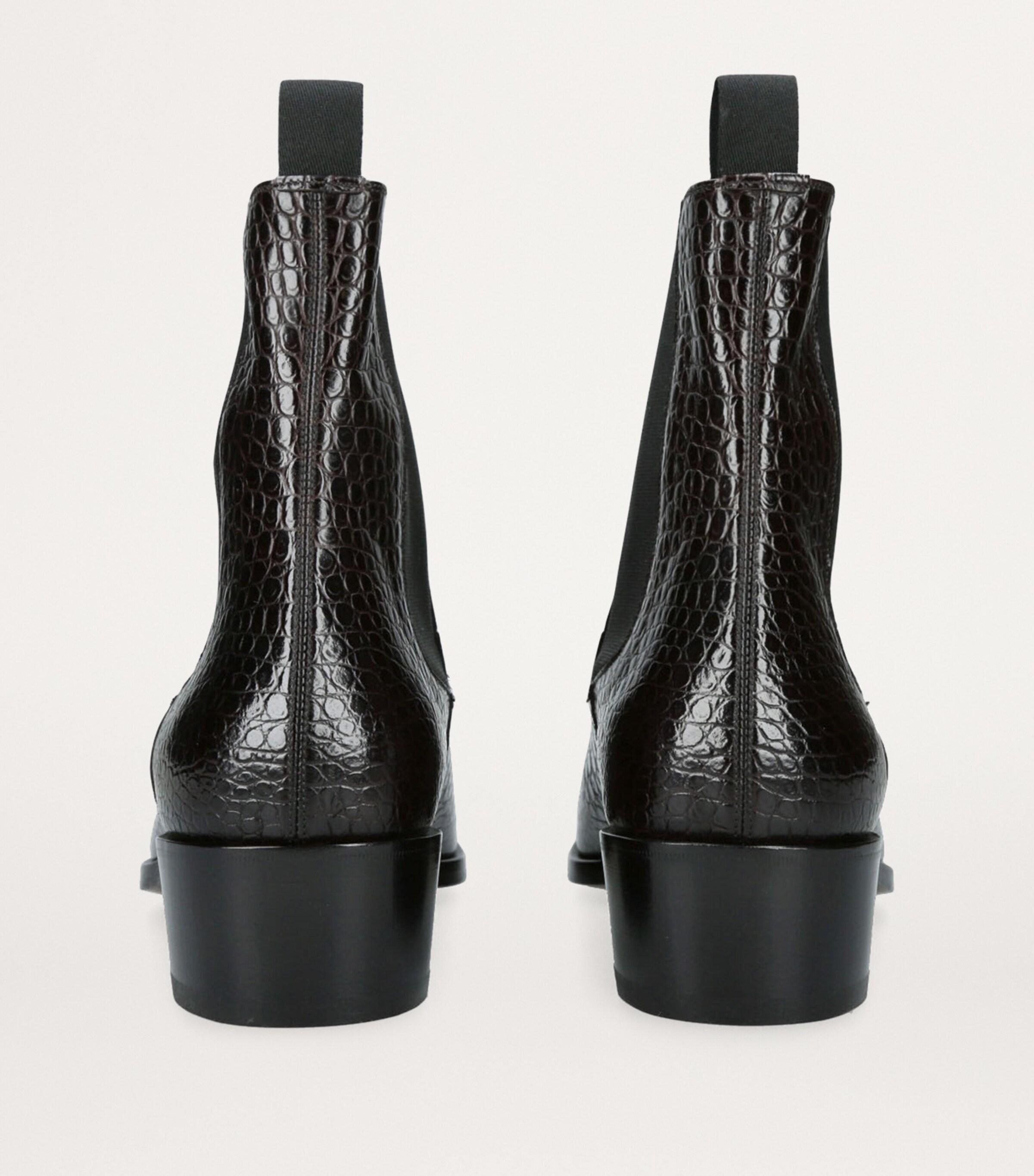 Tom Ford Leather Croc-Embossed Chelsea Boots in Black for  display picture 3