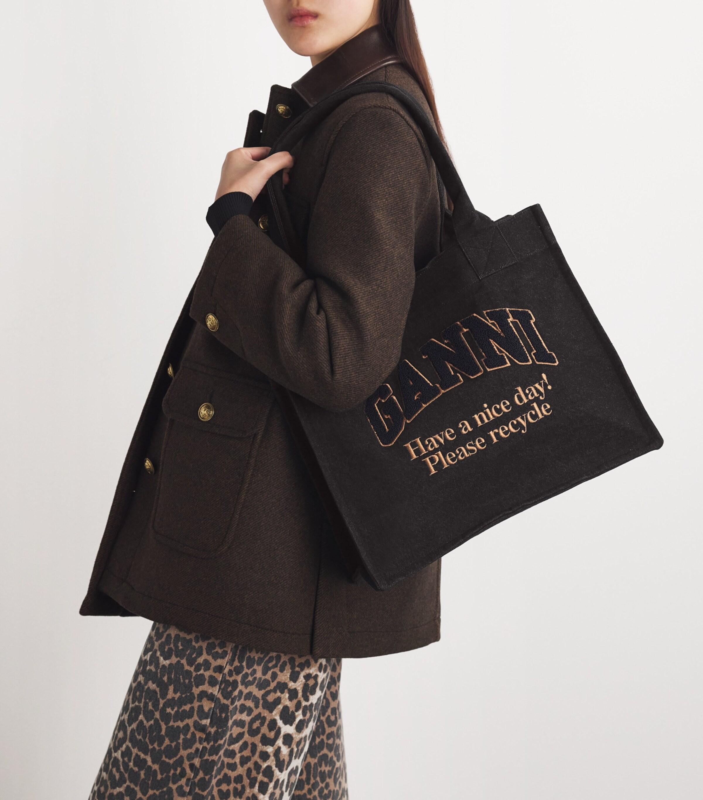 Ganni Large Easy Shopper Bag in Black | Lyst