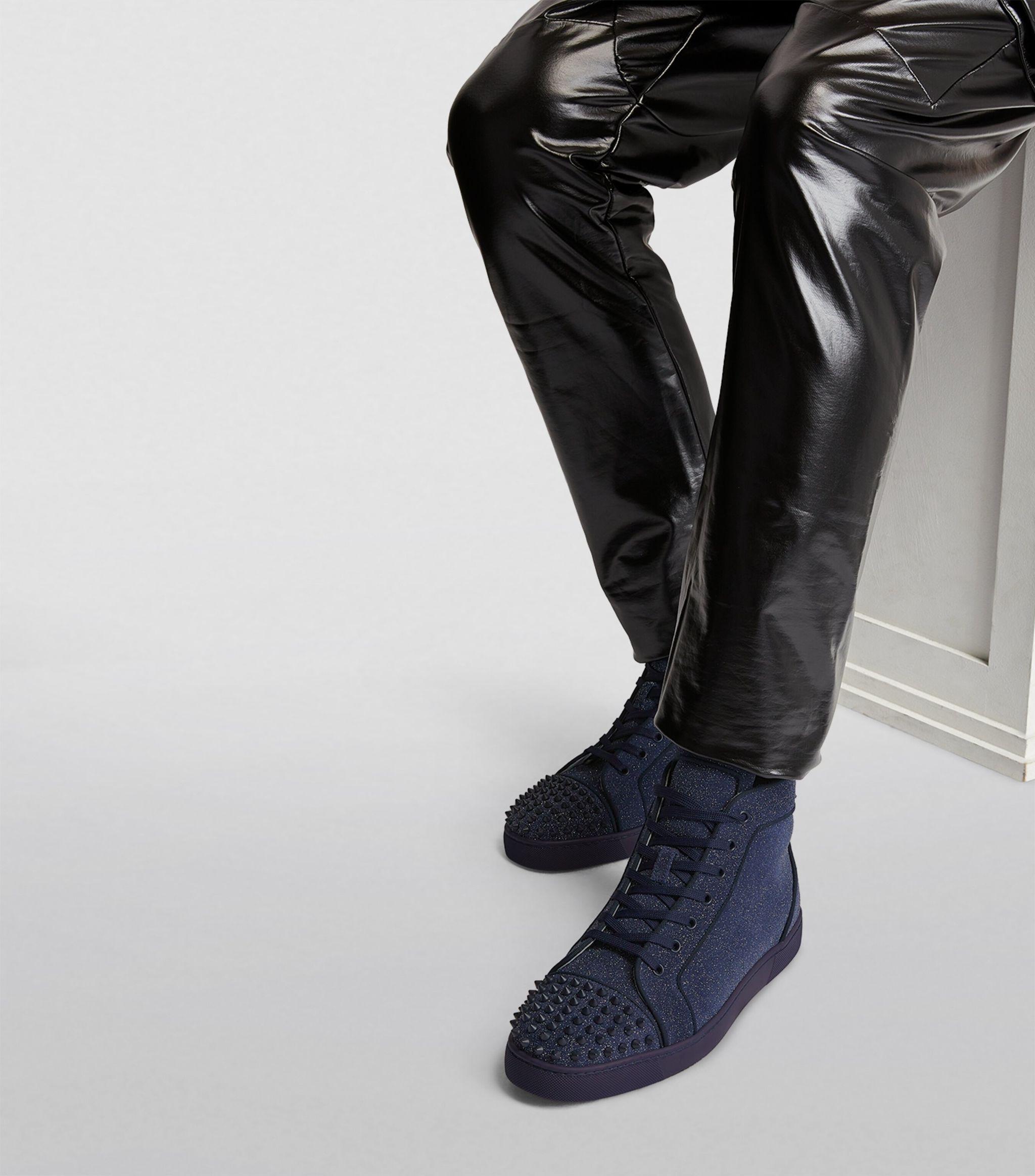 Christian Louboutin Lou Spikes Orlato High-top Sneakers in Blue for Men