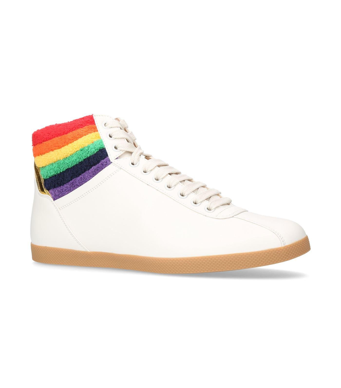 Gucci Leather Bambi Rainbow Hightop Sneakers in White Lyst