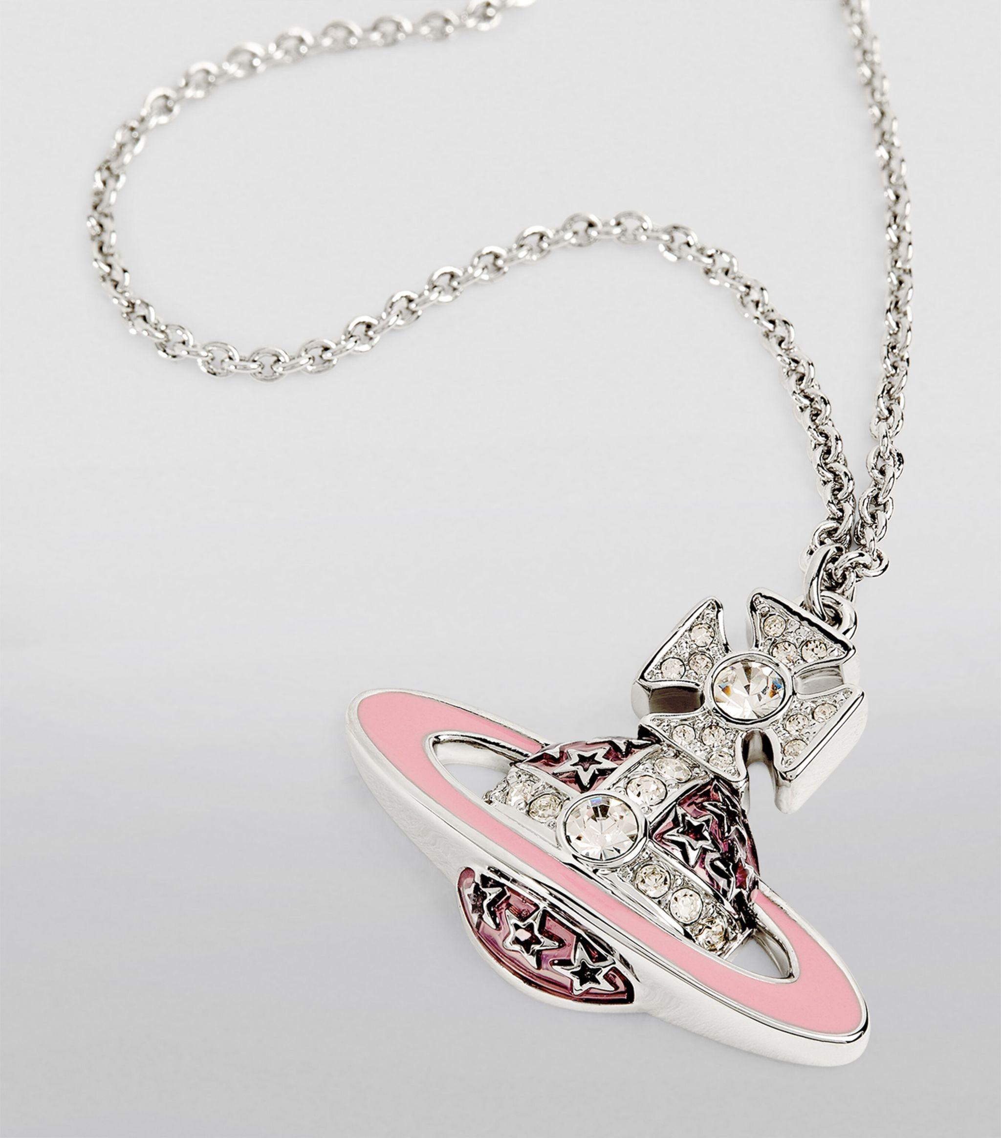 キーホルダー・キーリング Vivienne Westwood Vivienne Westwood Necklace Pink Roxanne Pe Roxanne Pearl Necklace in PLATINUM-CRYSTAL-Crystal-ROSE-PINK
