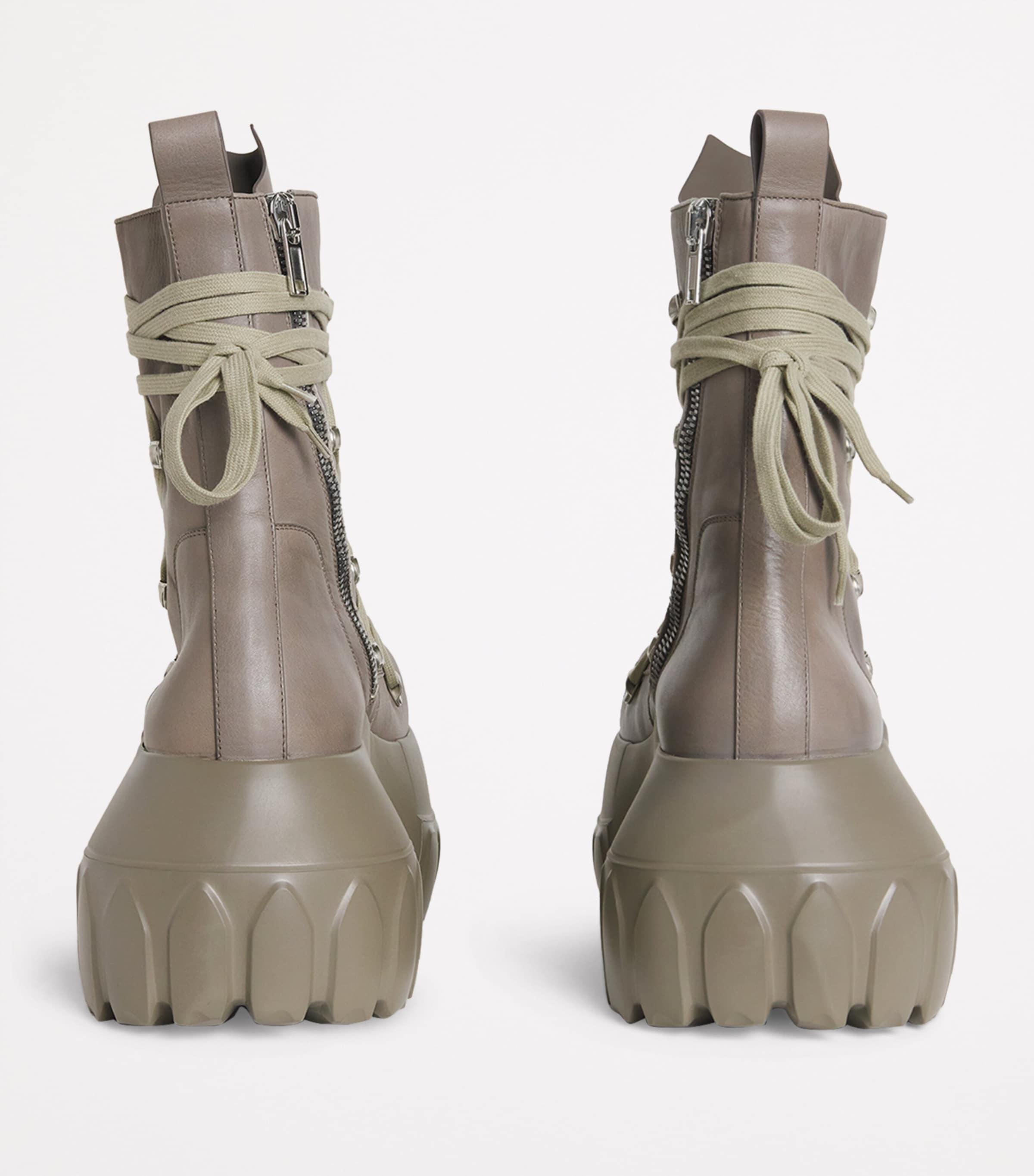 Rick Owens Calfskin Megalace Mega Tractor Lace-Up Boots in