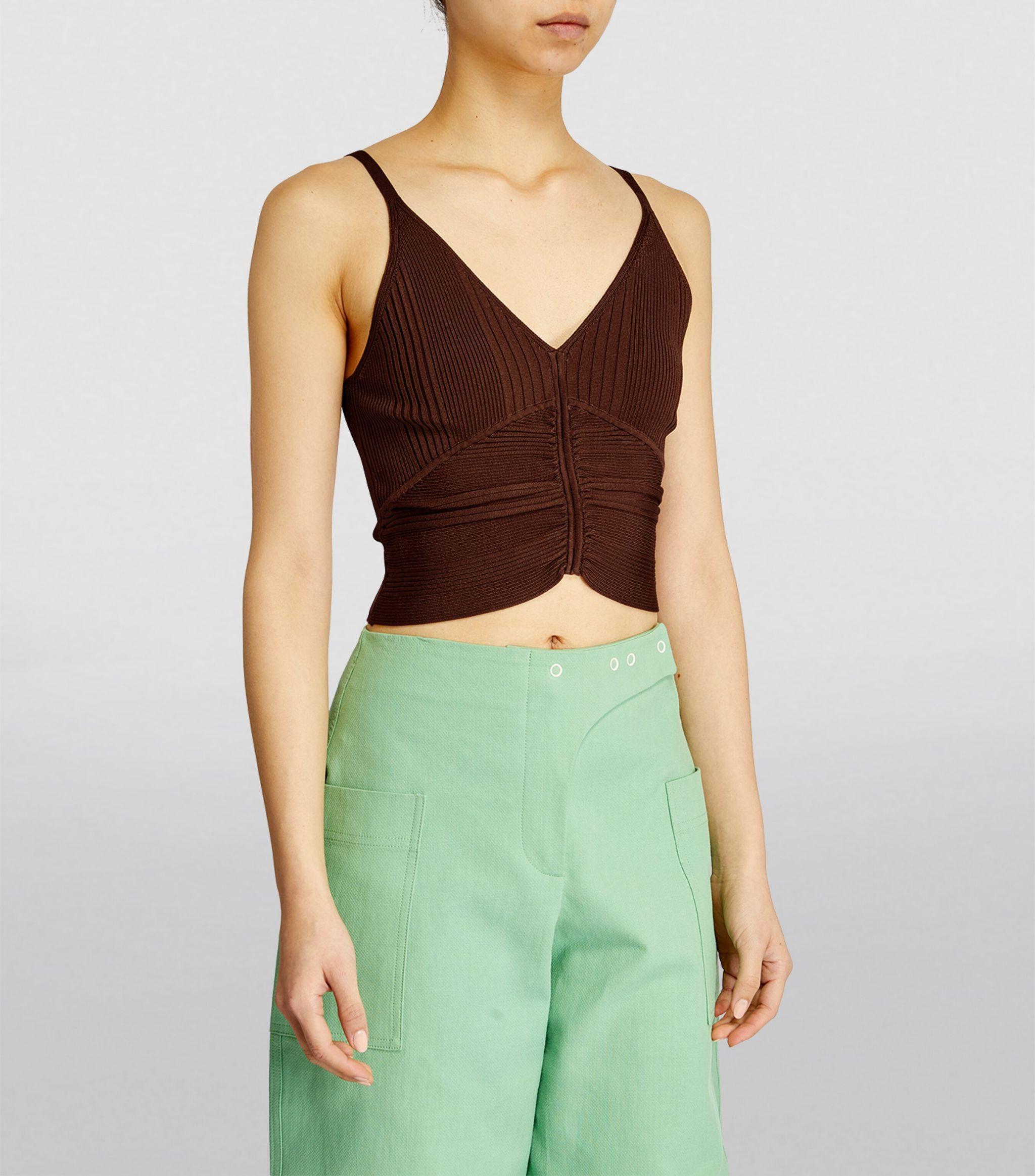 Sandro Pleated Tank Top in Brown