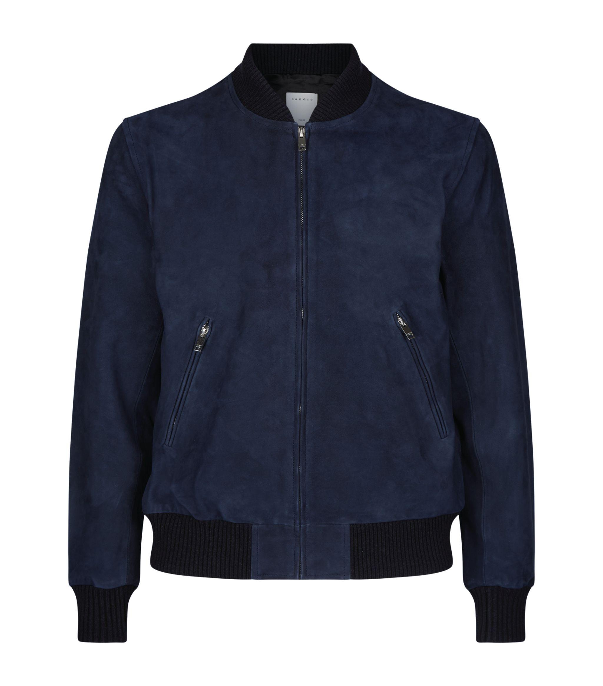 sandro suede bomber jacket