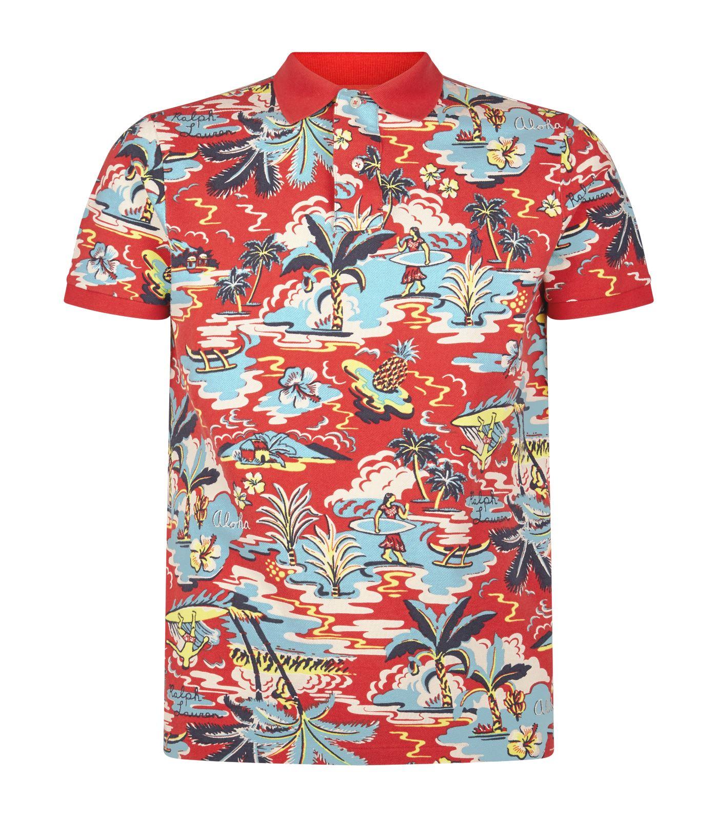 Polo Ralph Lauren Hawaiian Print Polo Shirt in Red for Men | Lyst UK
