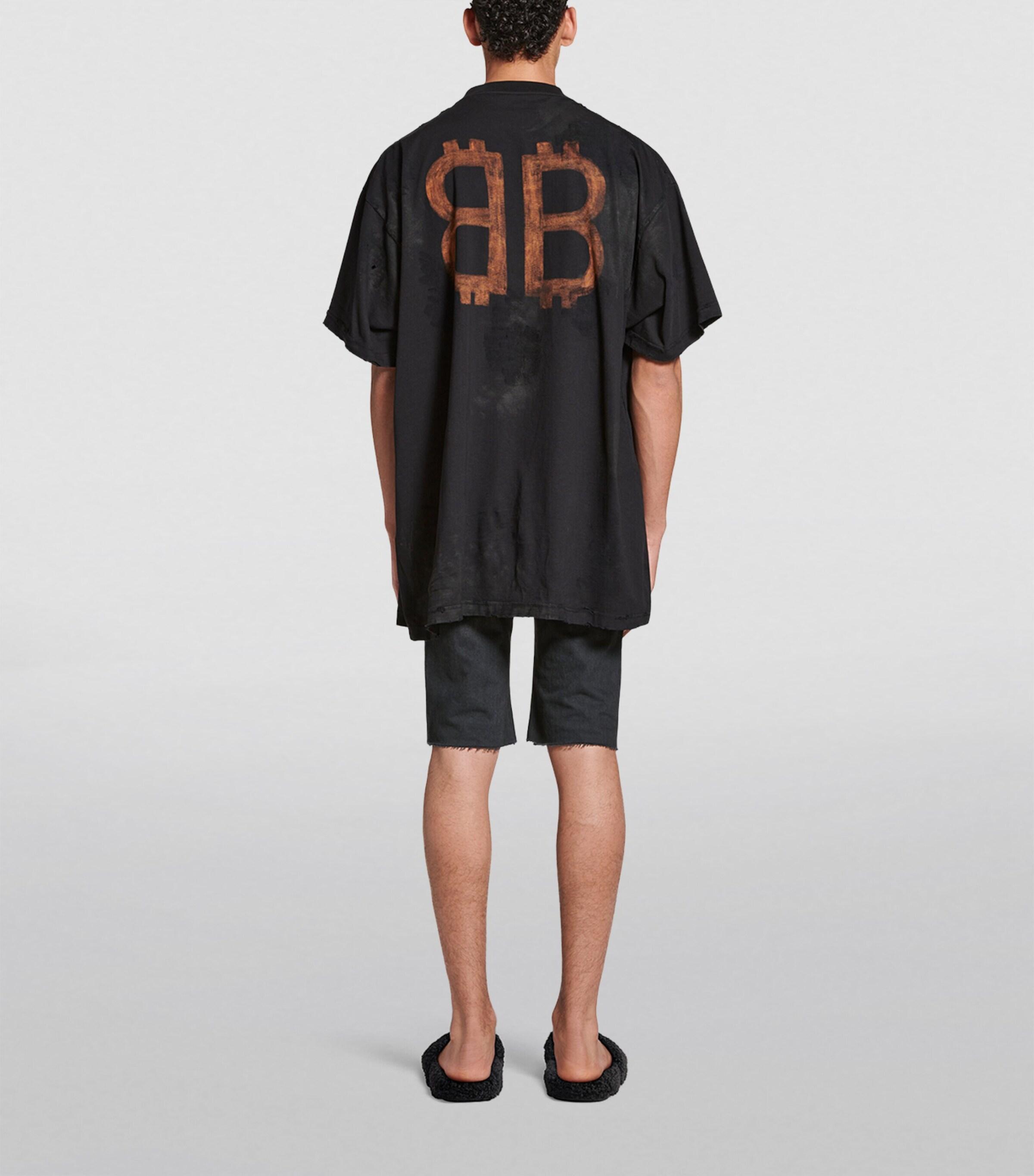 Balenciaga Oversized Bb Crypto T-Shirt in Black for Men | Lyst UK