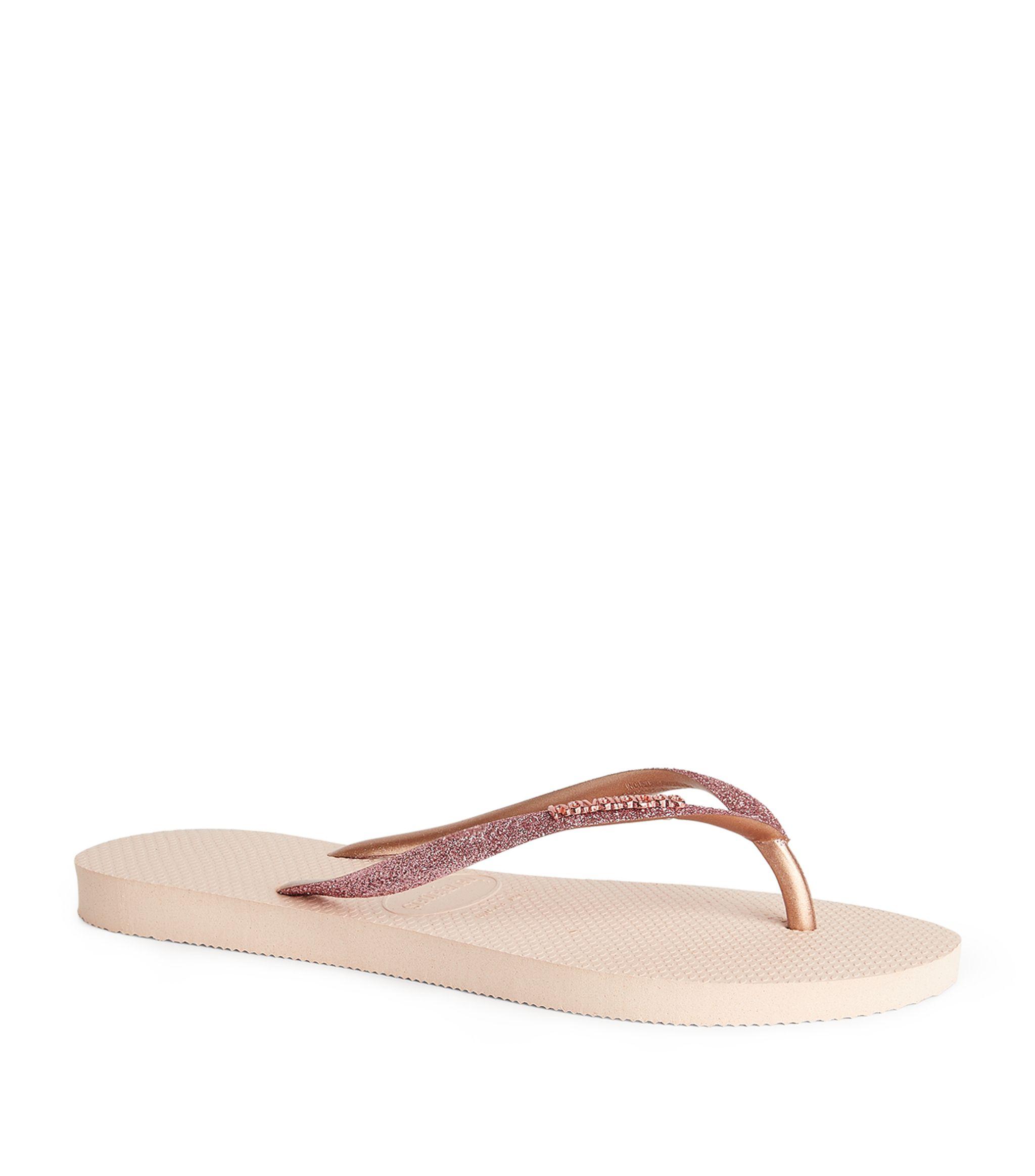 Havaianas Rubber Slim Glitter Flip Flops in Pink - Lyst