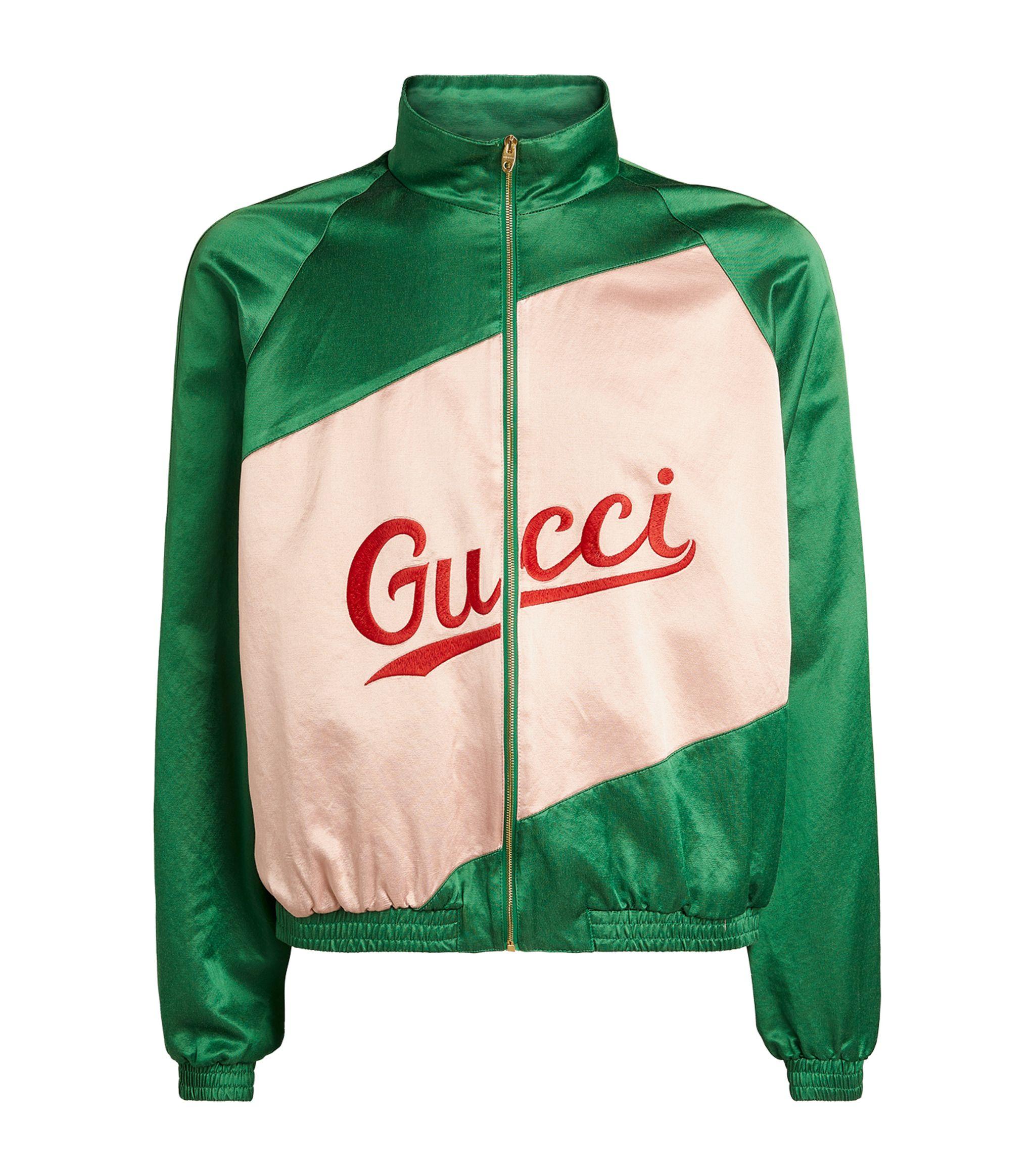 Gucci Logo Bomber Jacket in Green for Men