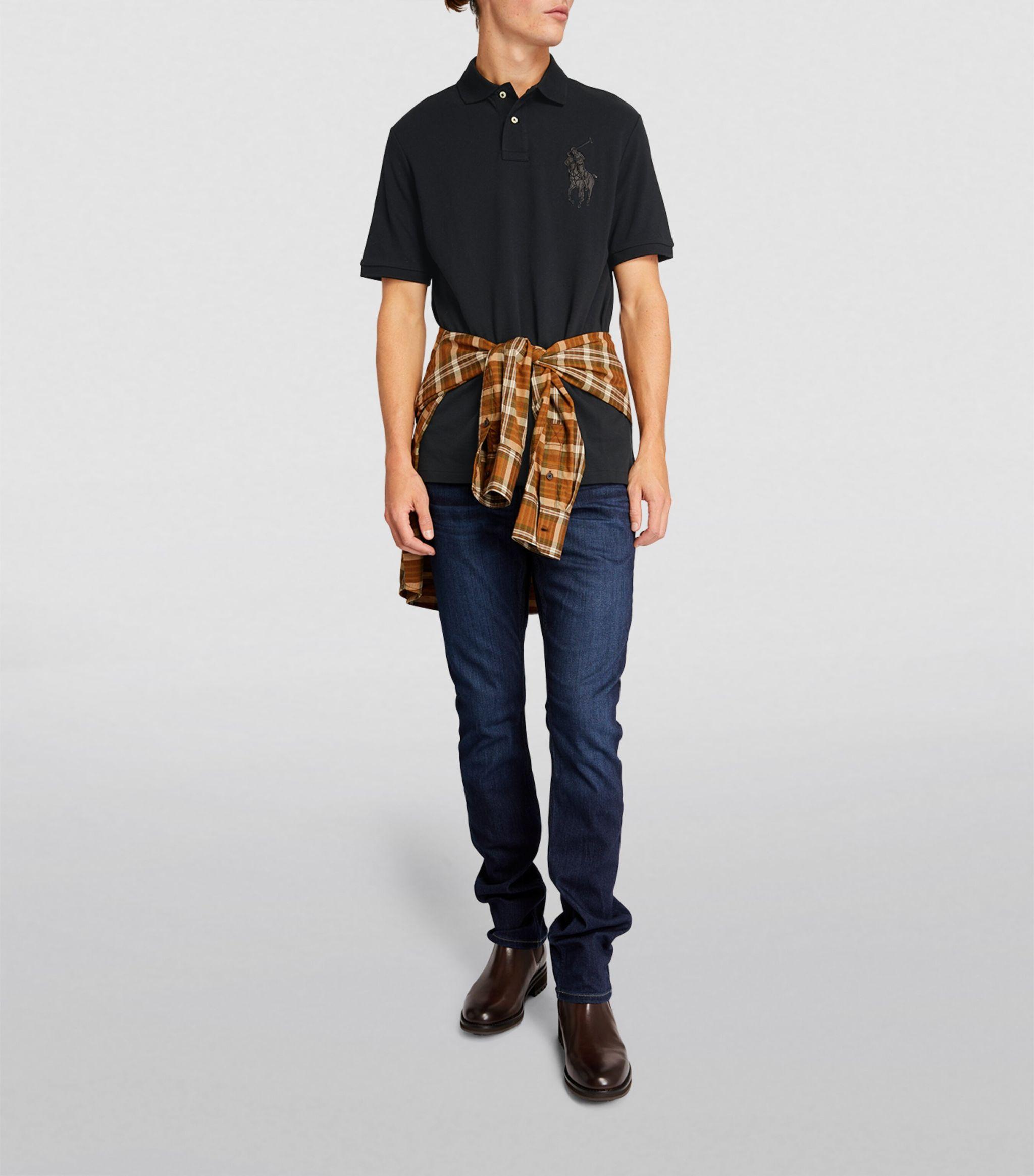 Ralph Lauren Logo-patch Polo Shirt in Black for Men | Lyst
