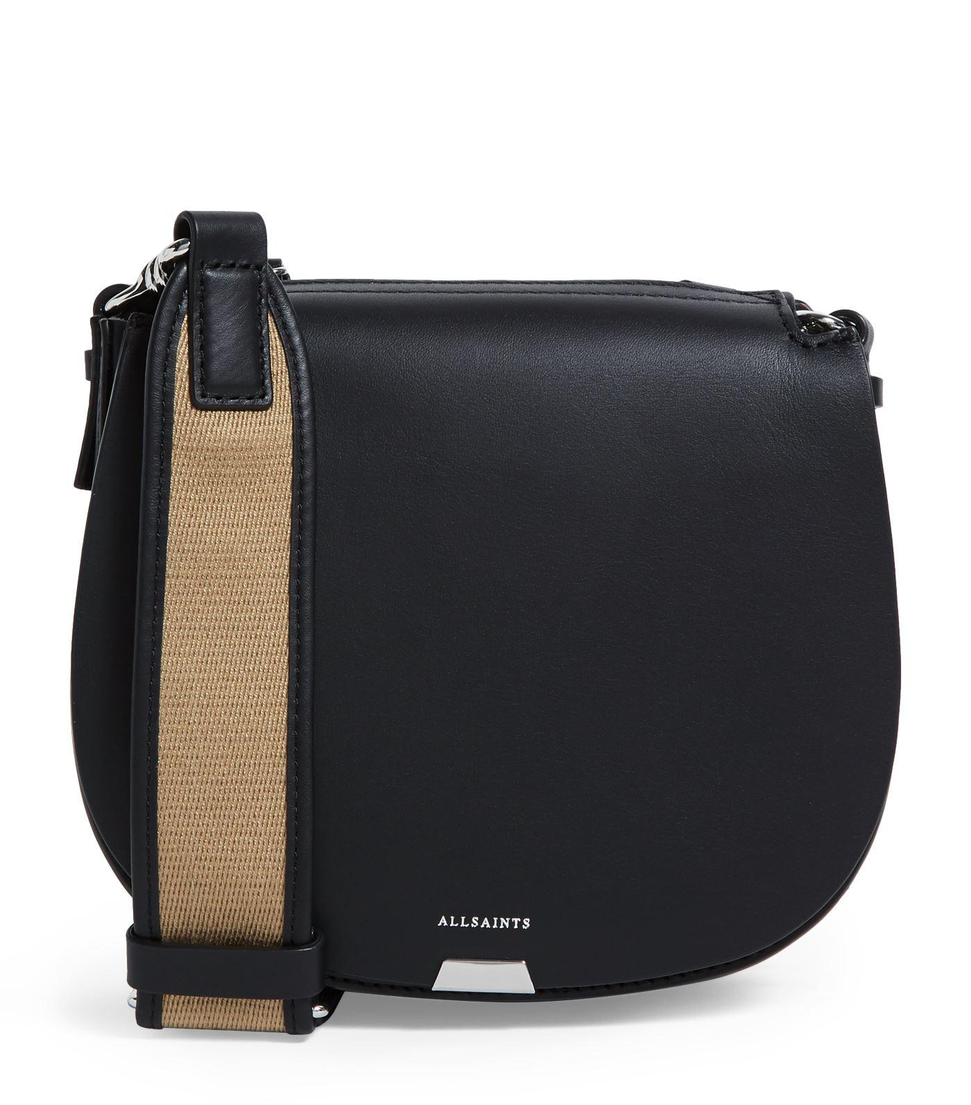 round black leather crossbody bag