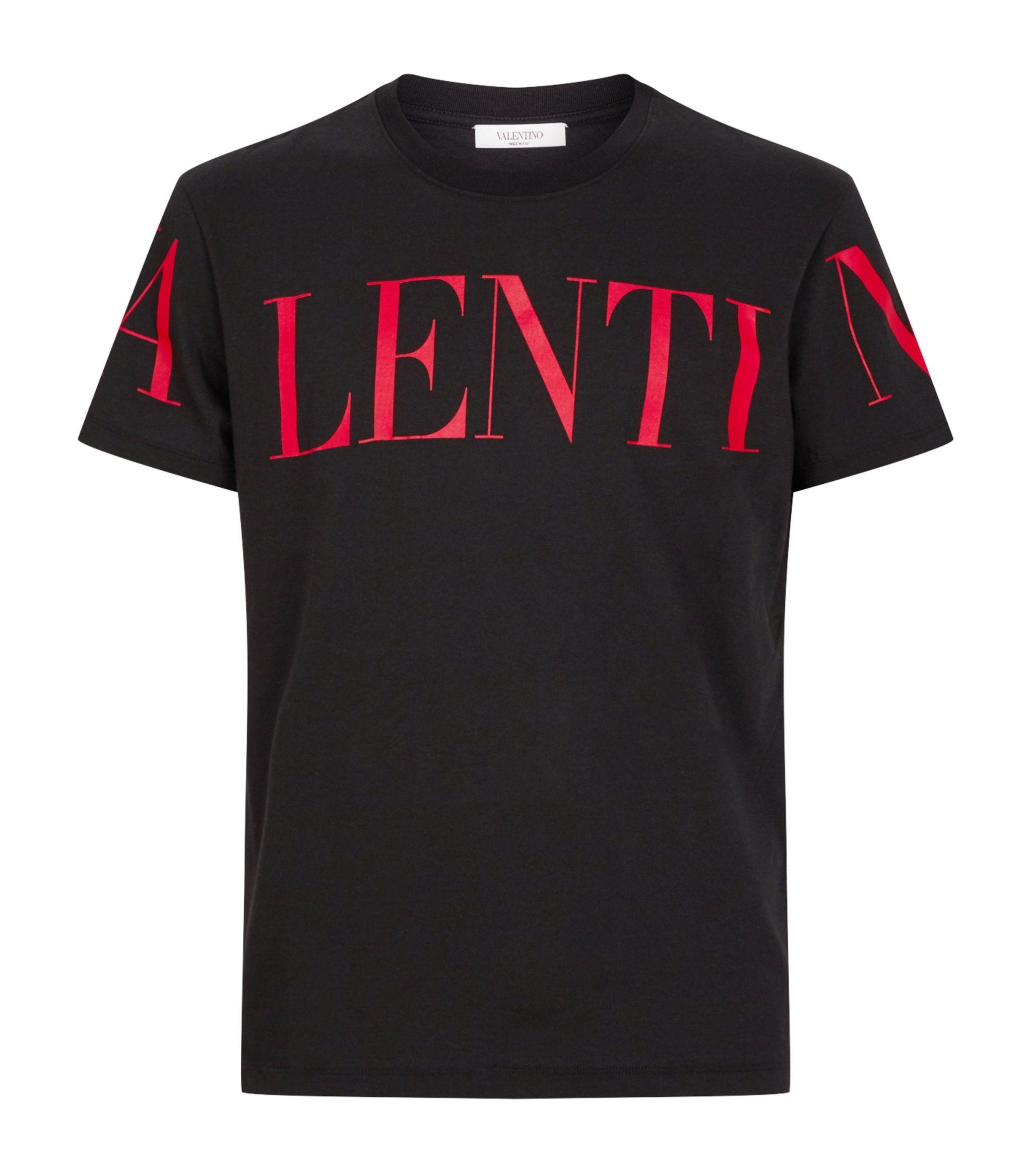 Valentino Cotton Logo Print T-shirt in Black for Men - Lyst