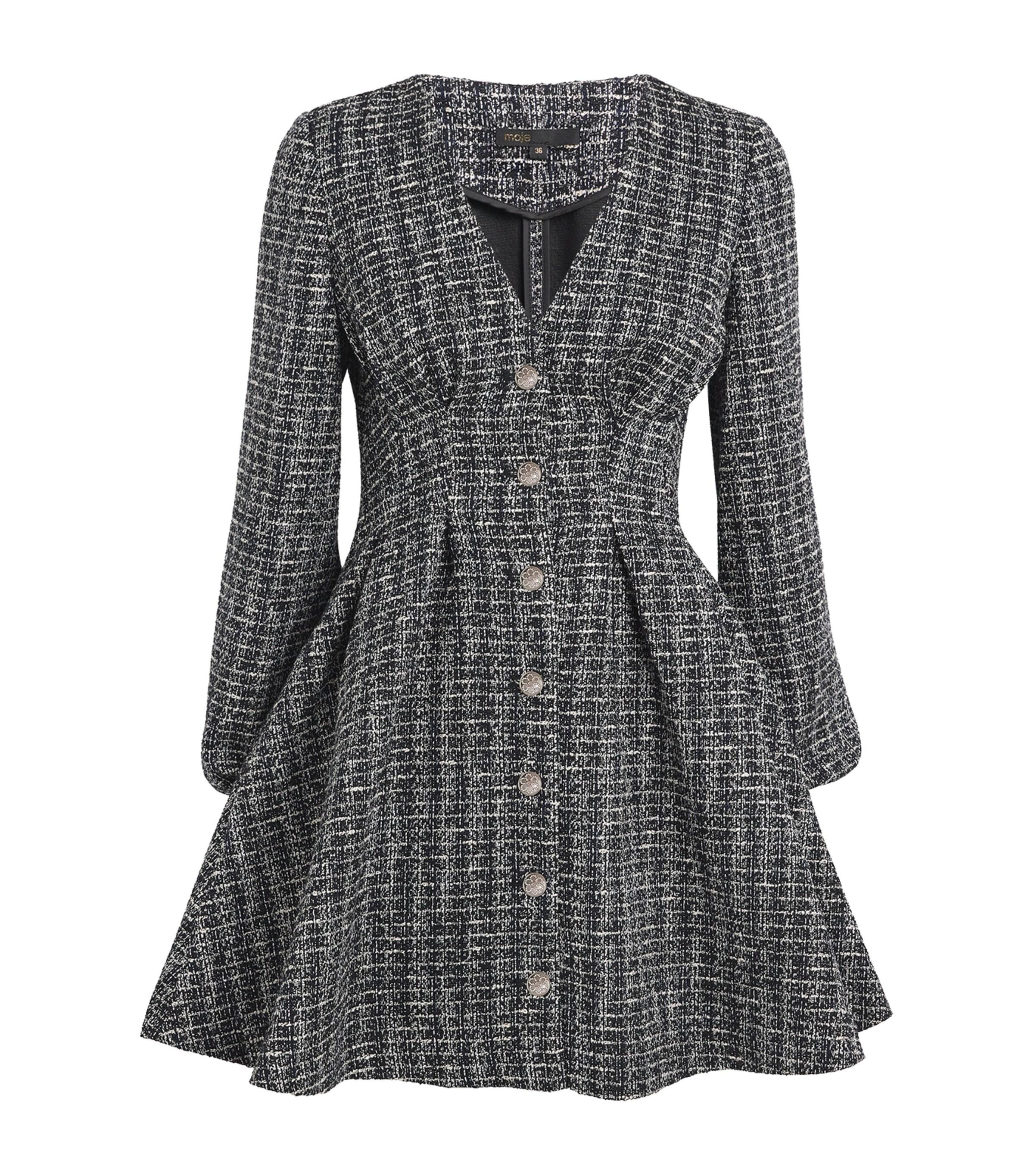 公式サイト Mini Pleated Tweed Maje Dress Lyst | Black in ワンピース