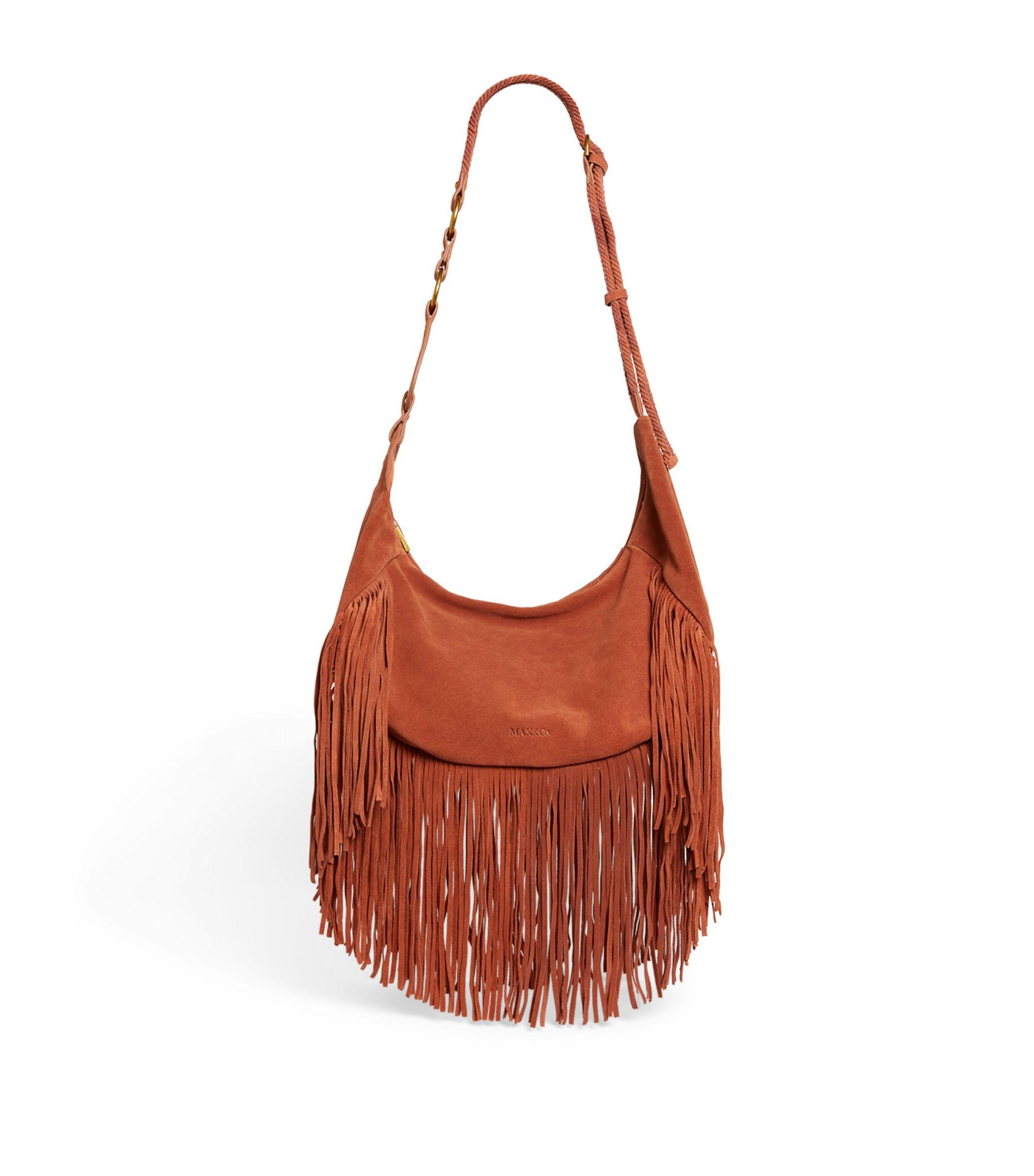 MAX&Co. Suede Fringe-detail Shoulder Bag in Brown | Lyst