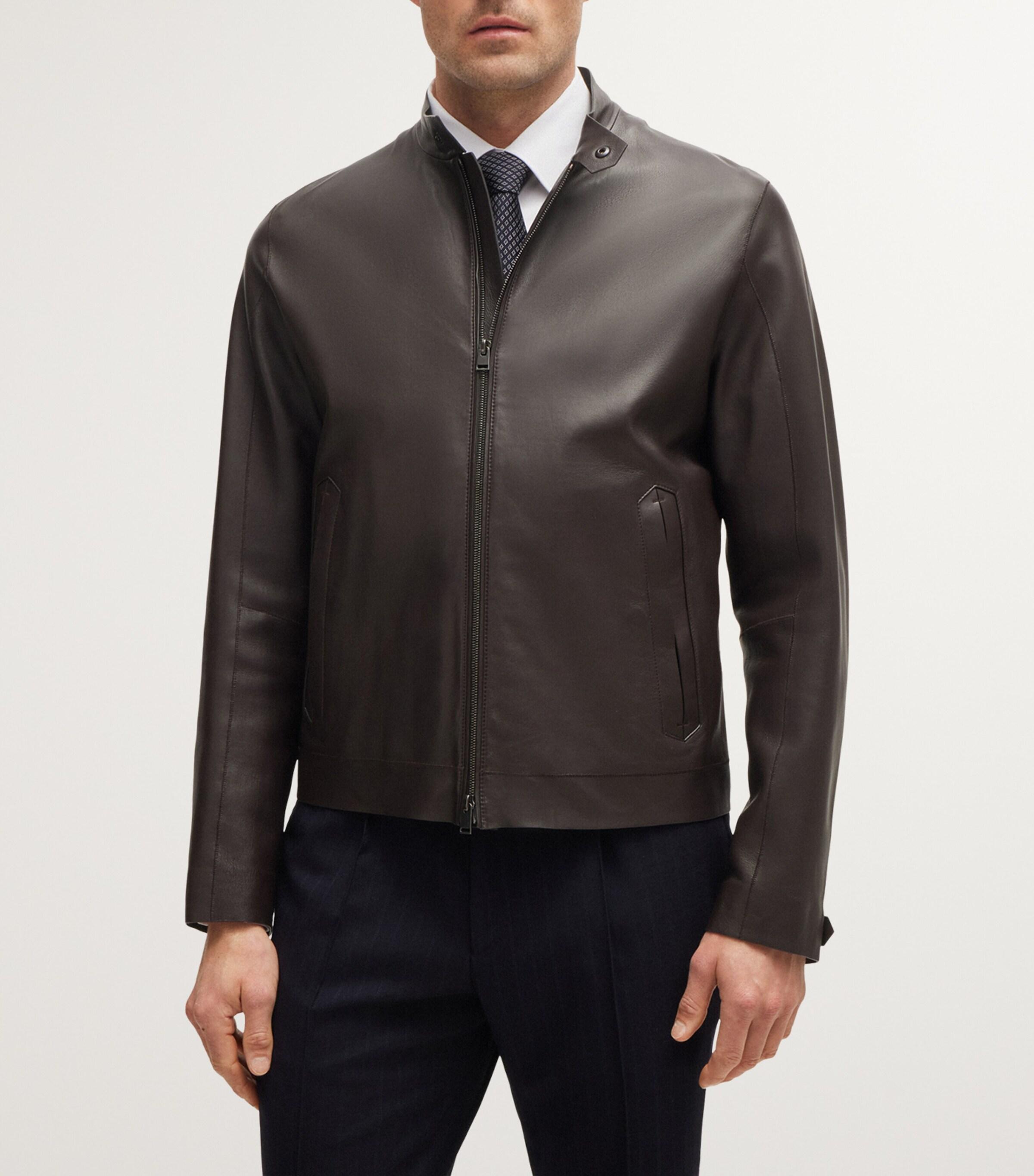 BOSS Lamb Leather Jacket in Grey for Men | Lyst UK BOSS Lamb Leather Jacket in Grey for Men | Lyst UK