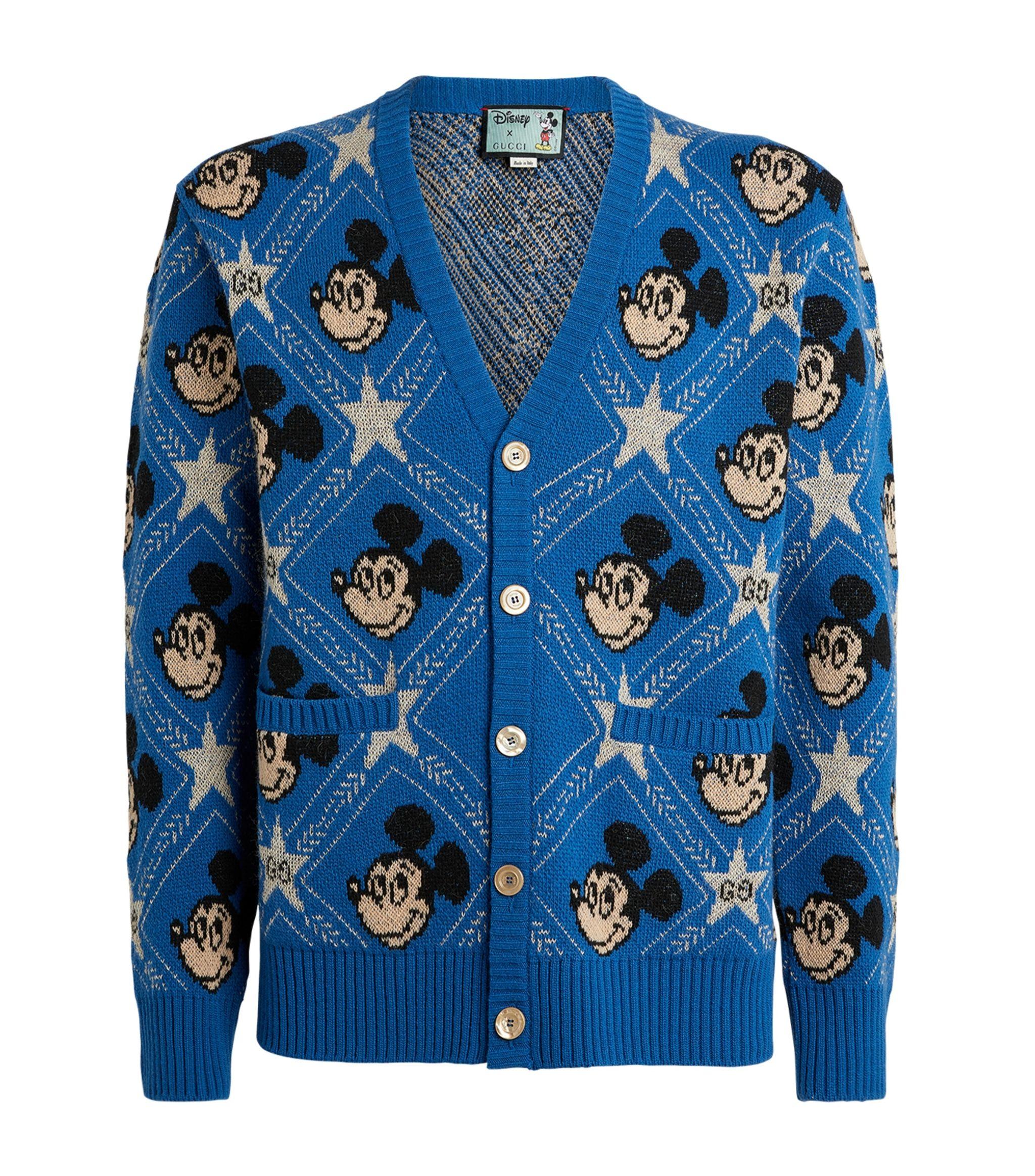 Gucci X Disney Mickey Jacquard Cardigan in Blue for Men | Lyst