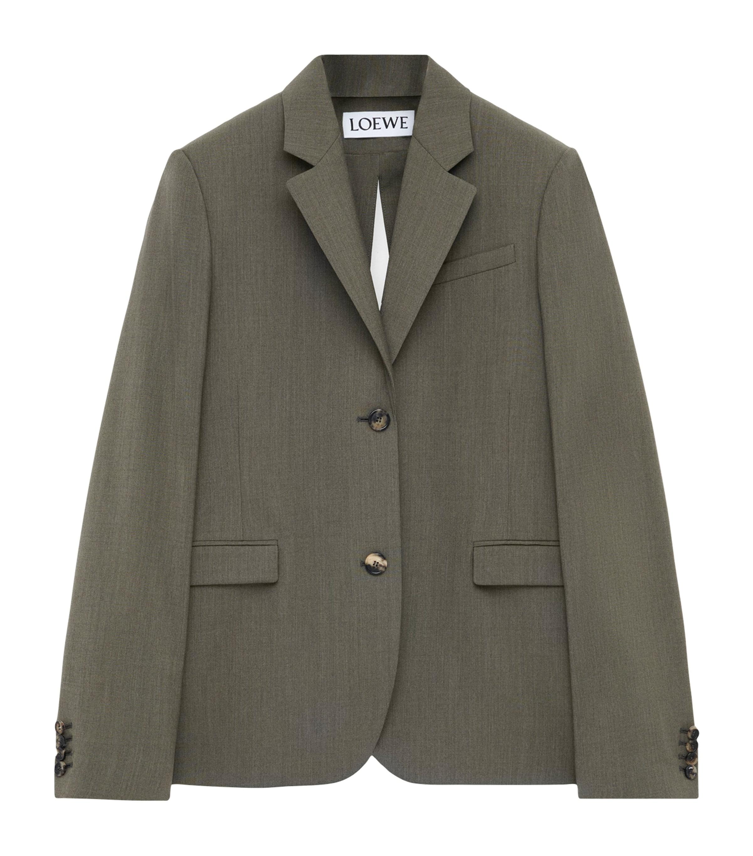 【関税&送料込】Loewe Loewe Single-Breasted Jacket In Wool Loewe Wool-Blend Single-Breasted Jacket in Green | Lyst