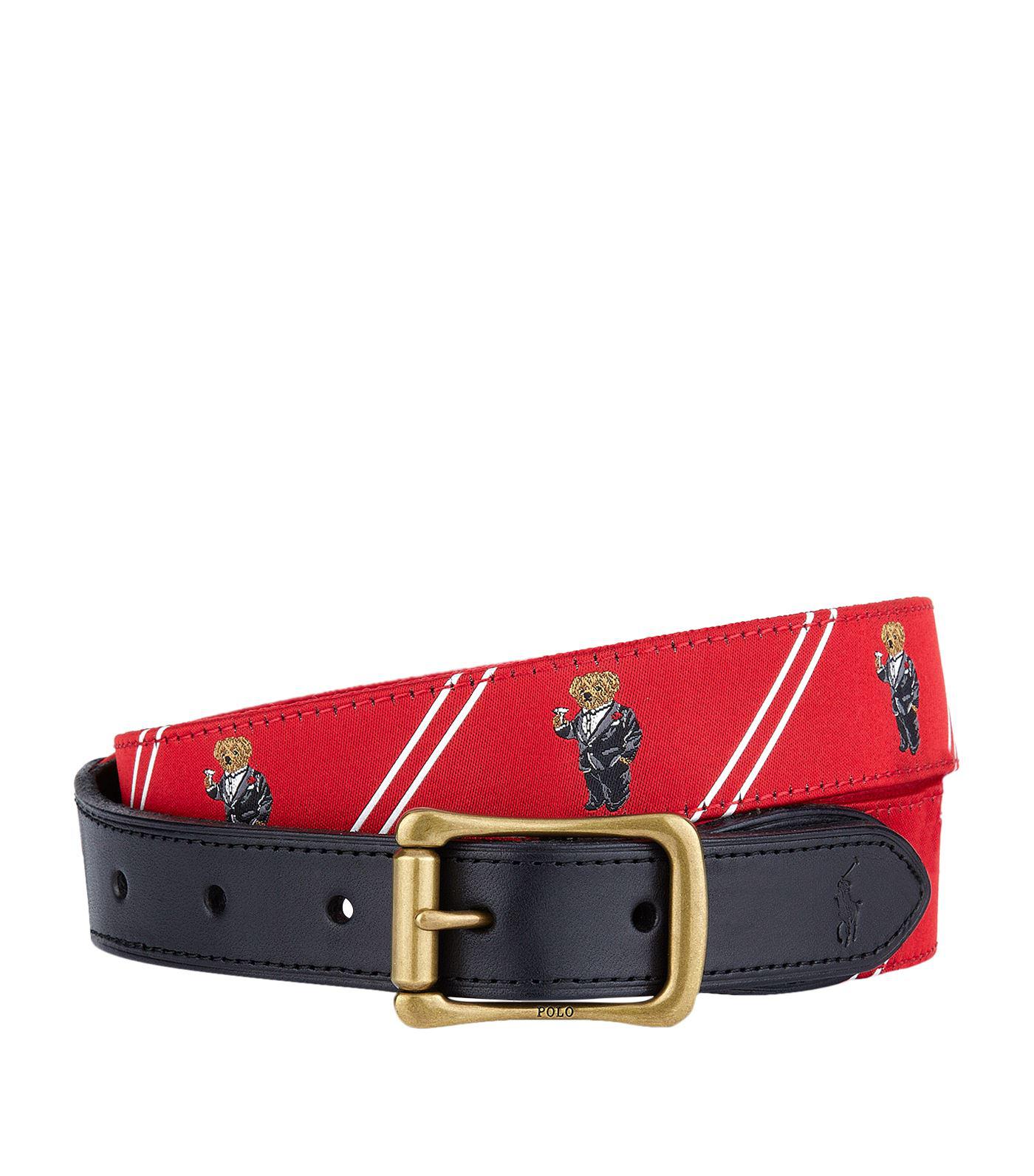 Polo Ralph Lauren Polo Bear Motif Belt in Red | Lyst