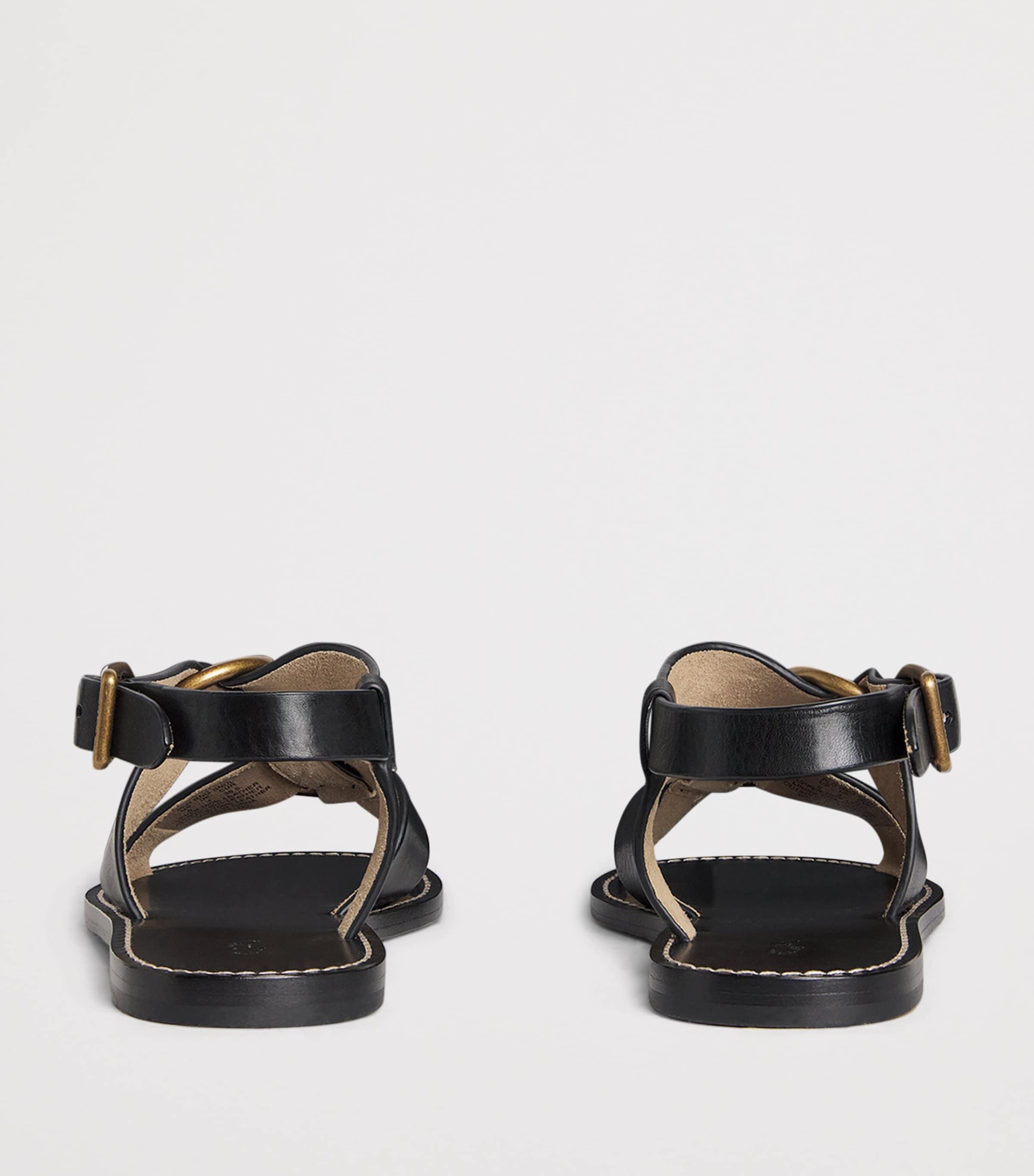 Polo Ralph Lauren Leather Double O-Ring Sandals in Black | Lyst