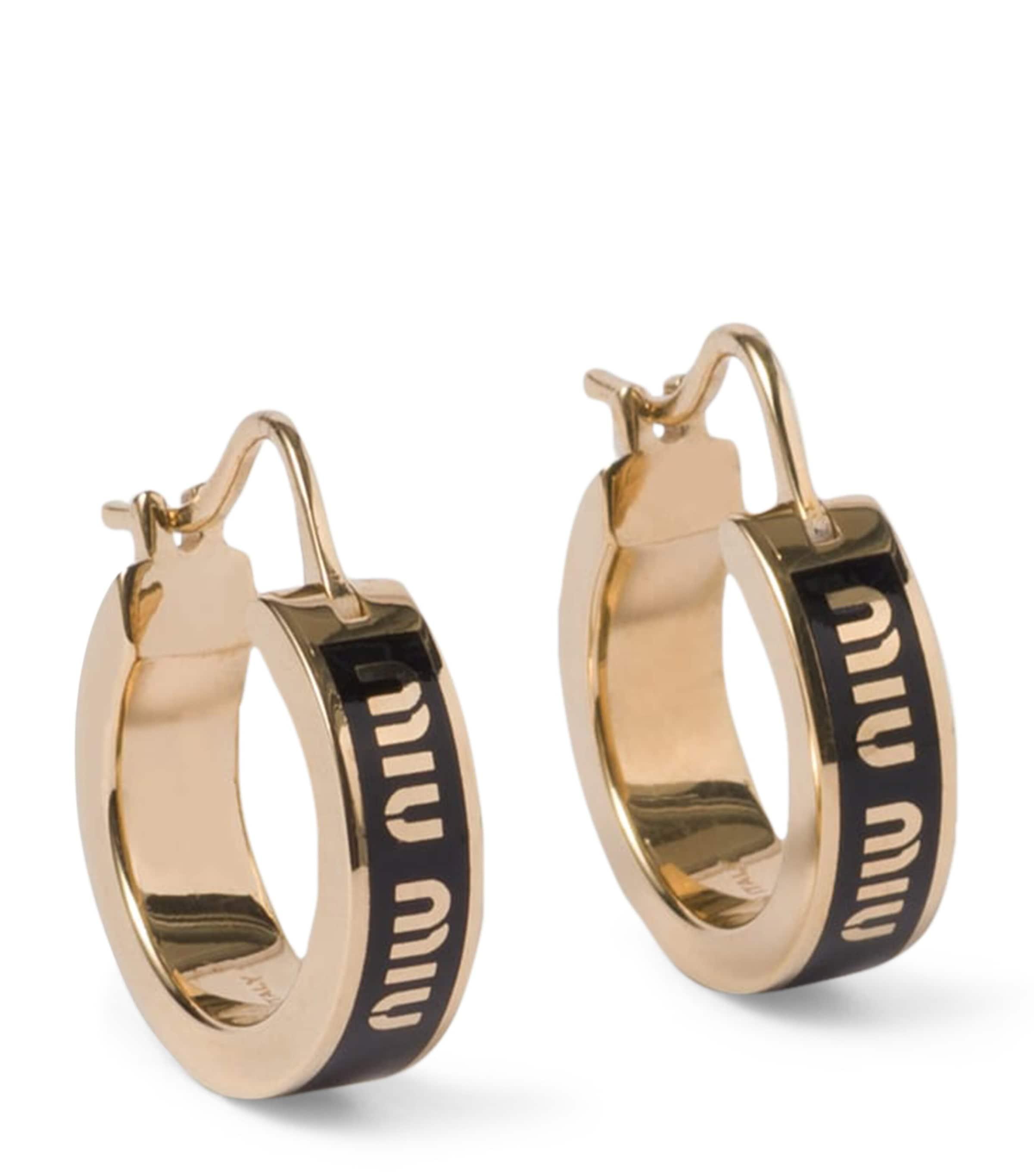 イヤリング MIU MIU BLACK AND GOLD L EARRINGS Miu Miu Earrings and ear cuffs for Women | Online Sale up to