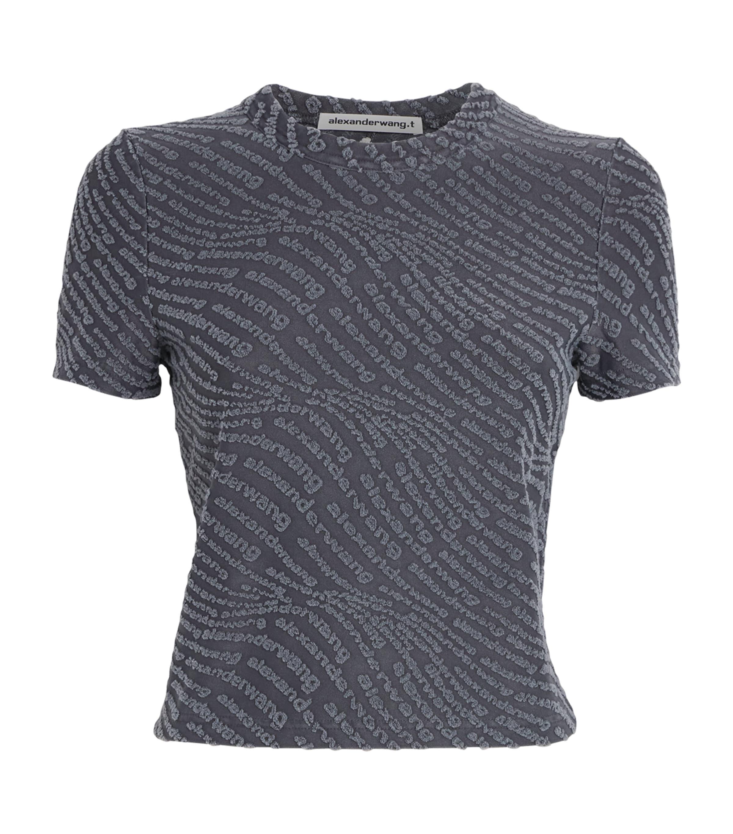 Tシャツ・カットソー Alexander Wang Dark grey cotton t-shirt (4CC4241515 208A) Alexander Wang Printed logo crew neck t-shirt | The Fashion
