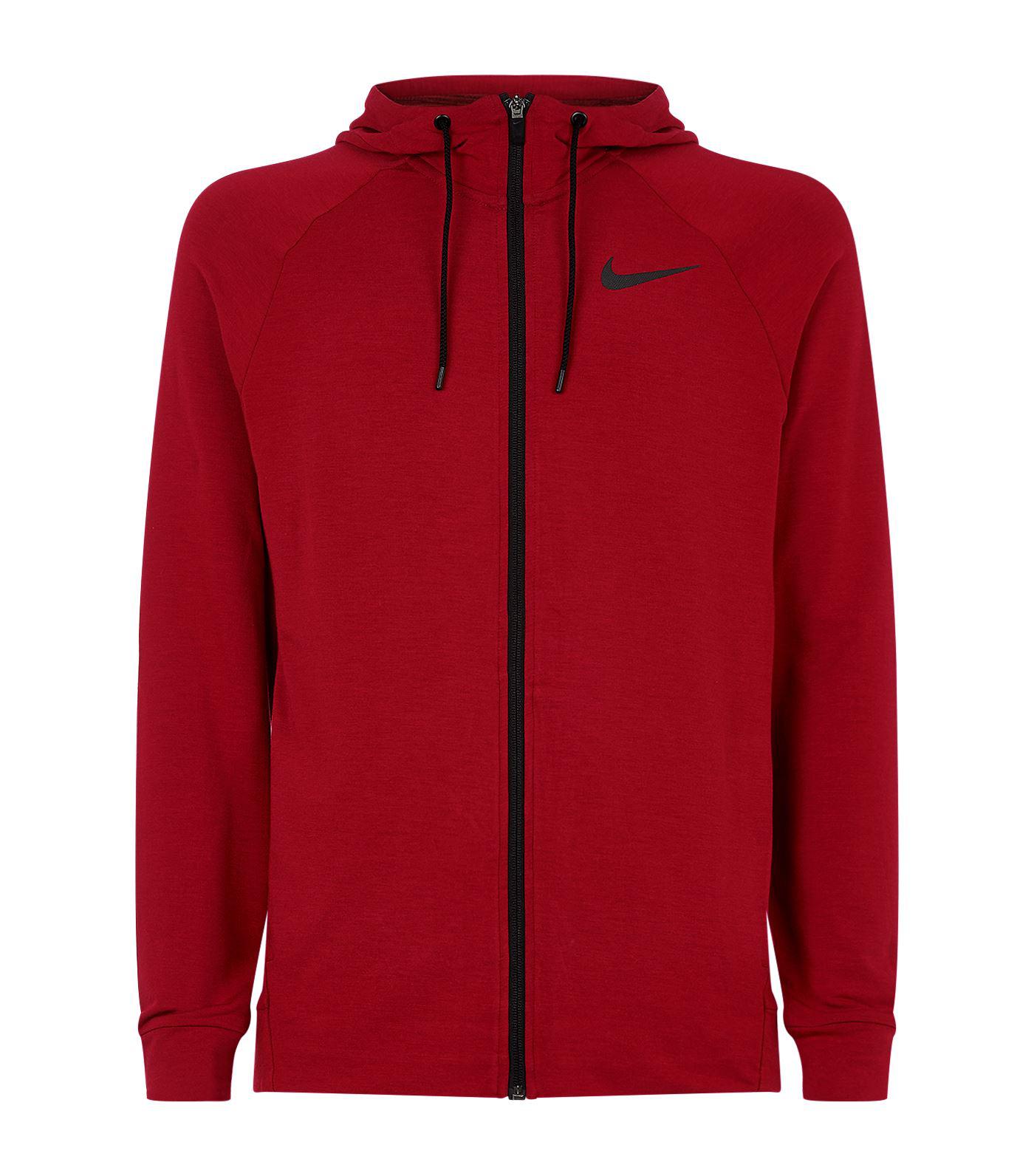 red nike dri fit hoodie