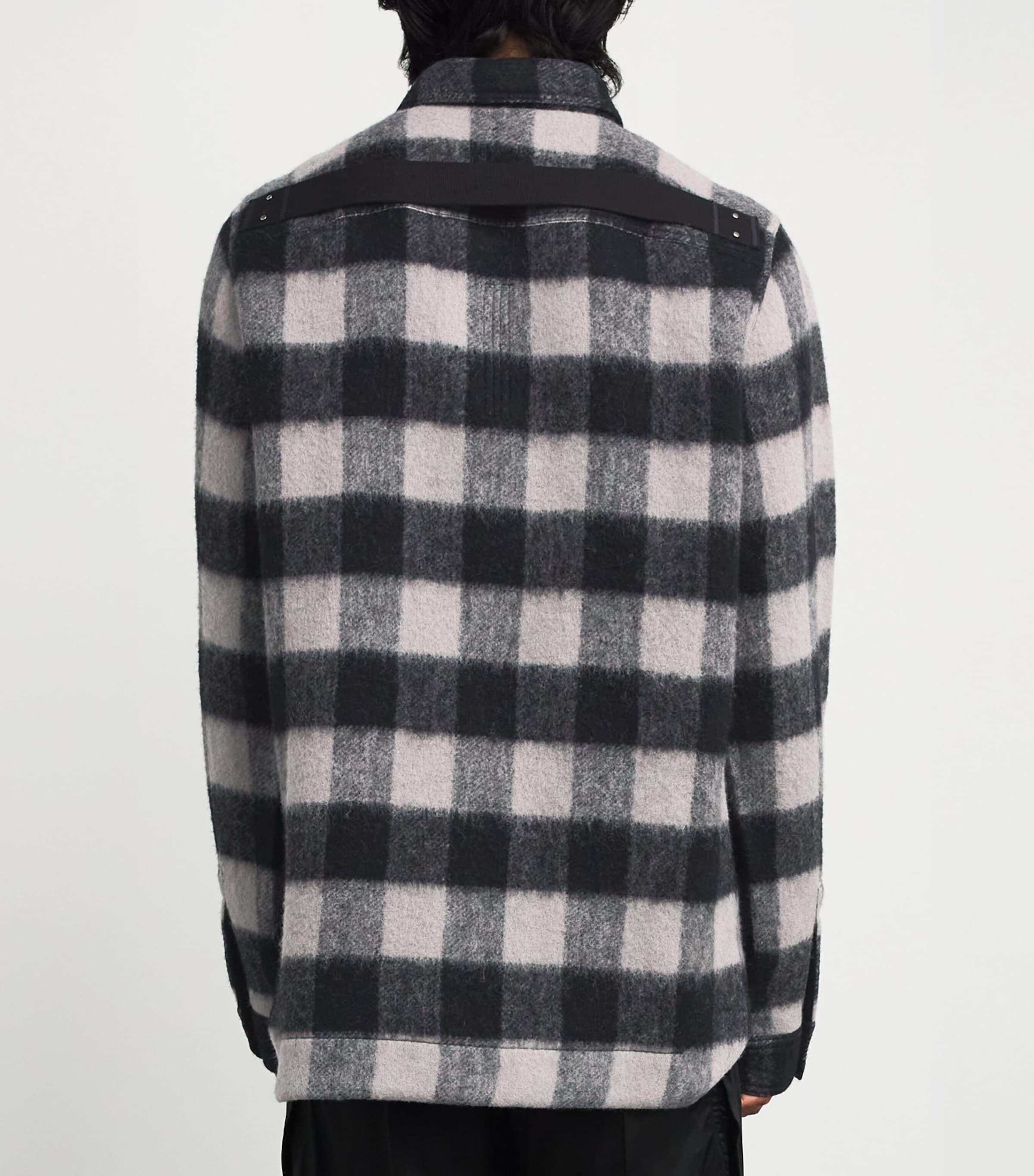 Rick Owens Plaid Wool Outershirt in Black for Men | Lyst