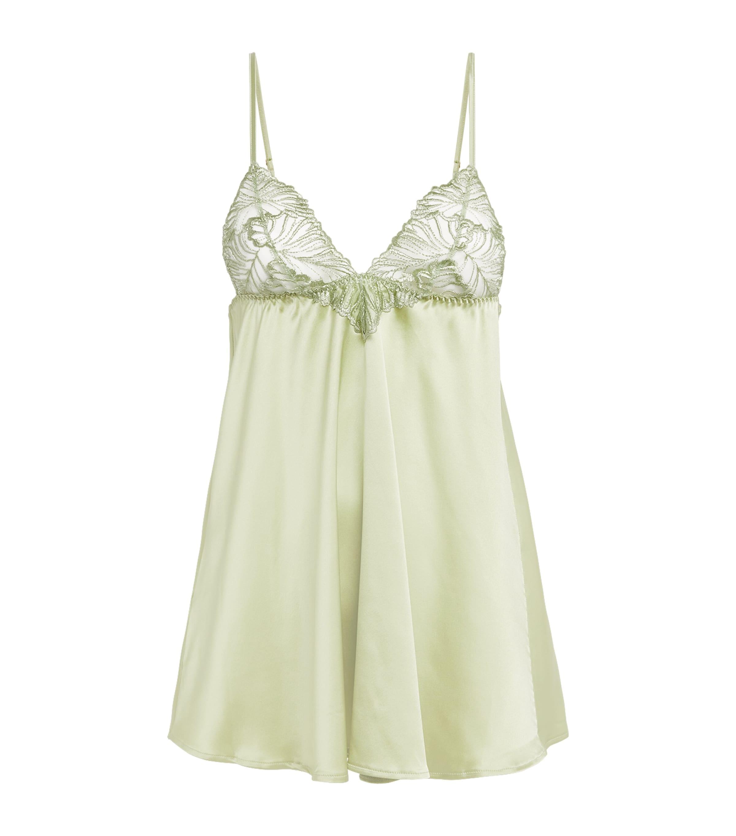 pink and green combination dress Cute Light Green Puff Sleeve Babydoll Dress main image 0