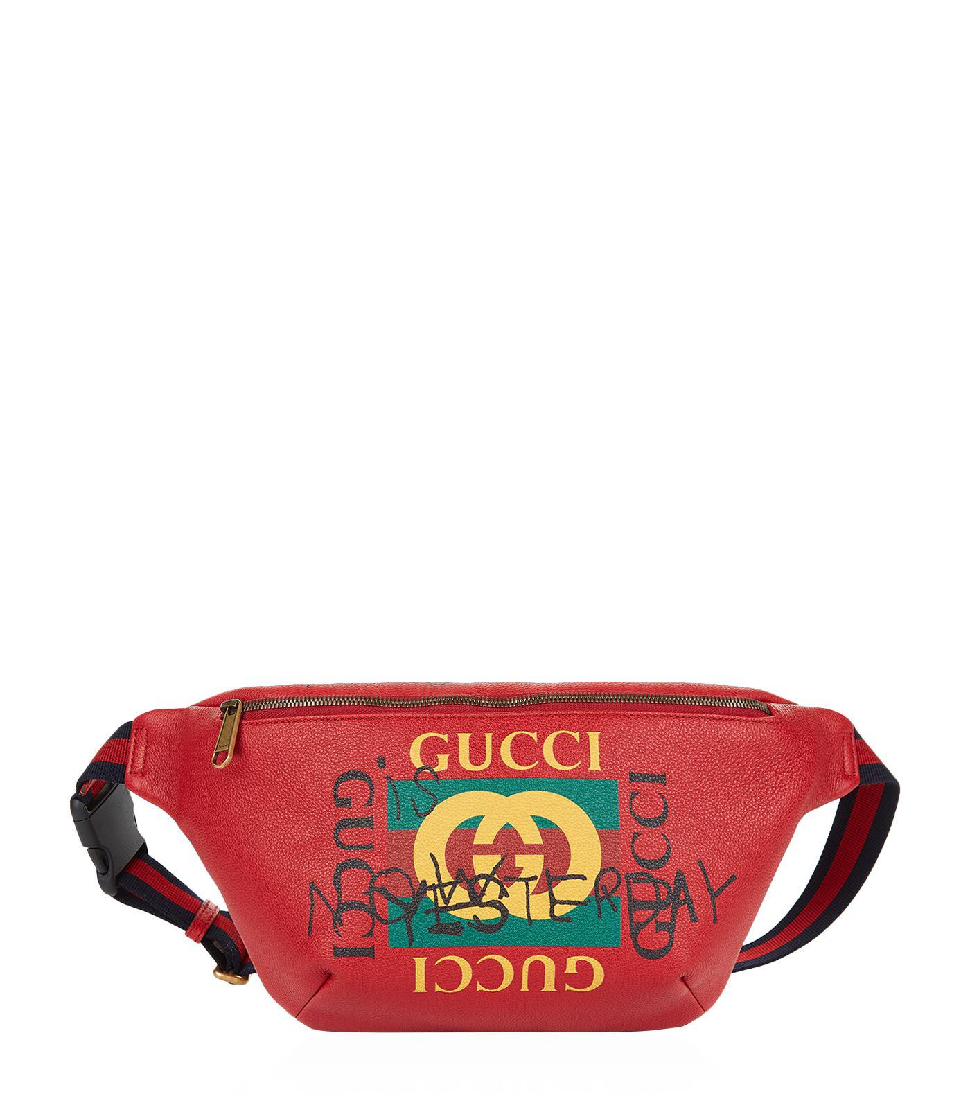 Gucci Leather Tomorrow Belt Bag in Red 