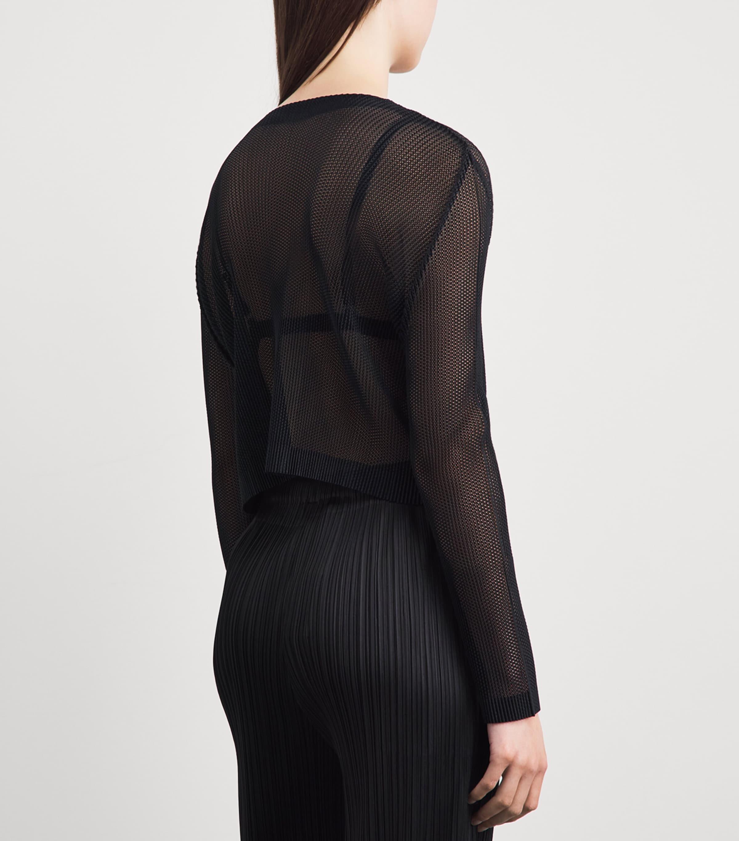 Pleats Please Issey Miyake Tatami Cardigan in Black | Lyst