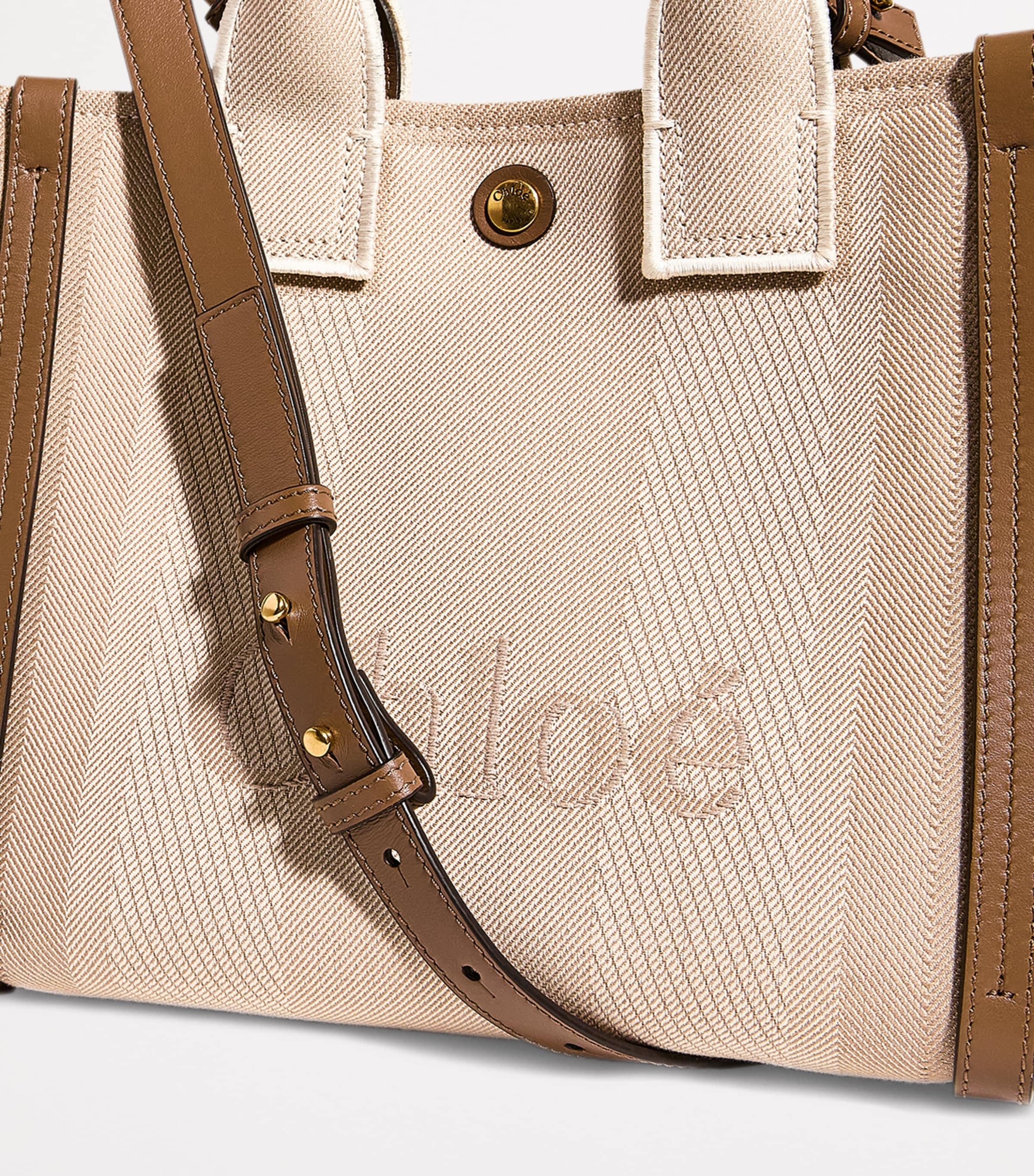 Chloe Sand Canvas Small Carry Handbag