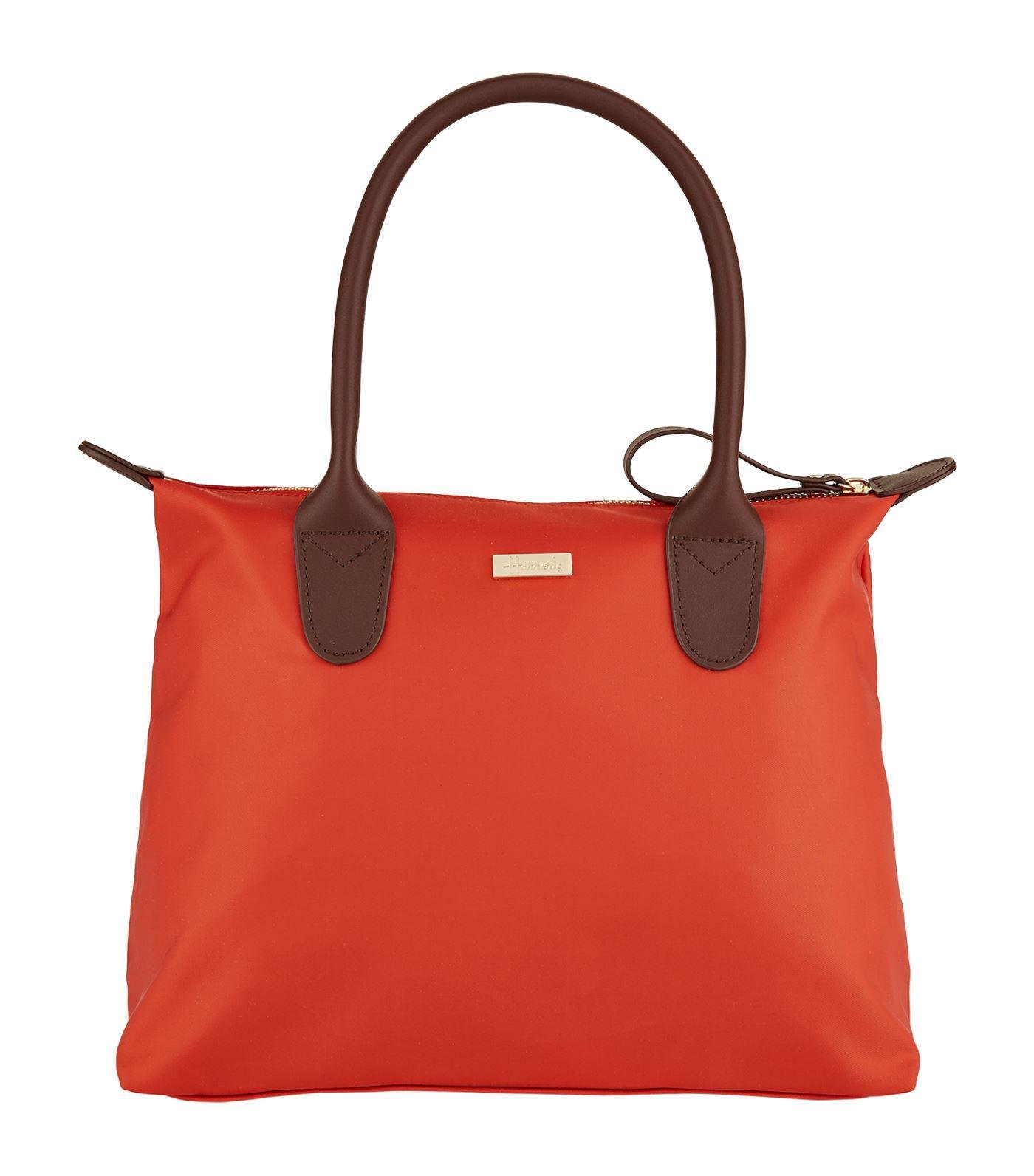 Harrods Leather Iris Small Foldable Tote Bag in Orange - Lyst