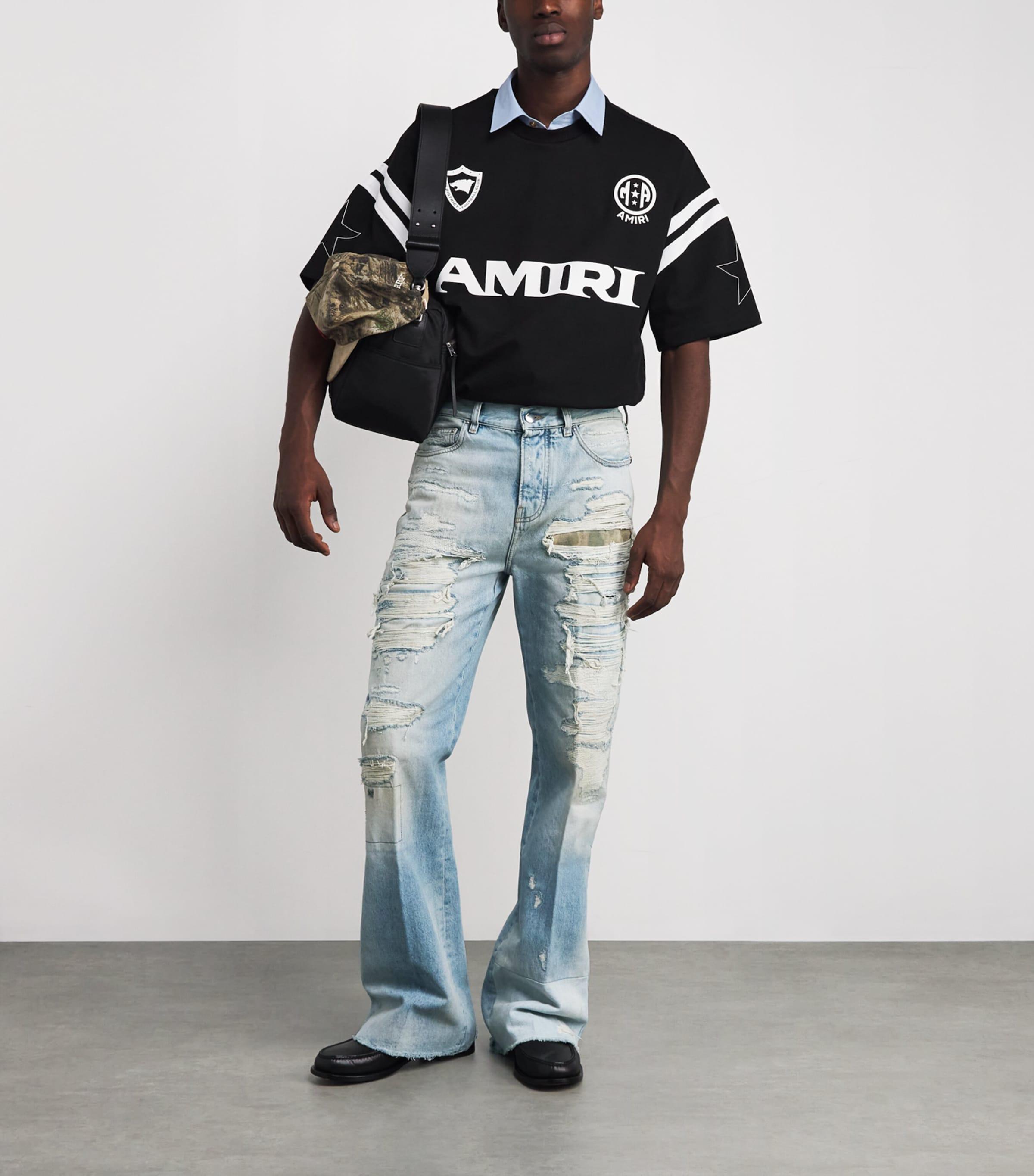 Amiri Repaired Bootcut Jeans in Blue for Men | Lyst