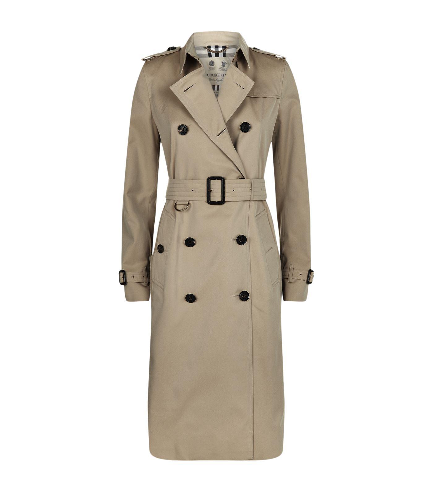 Burberry Cotton Kensington Extra Long Heritage Trench Coat in Yellow - Lyst