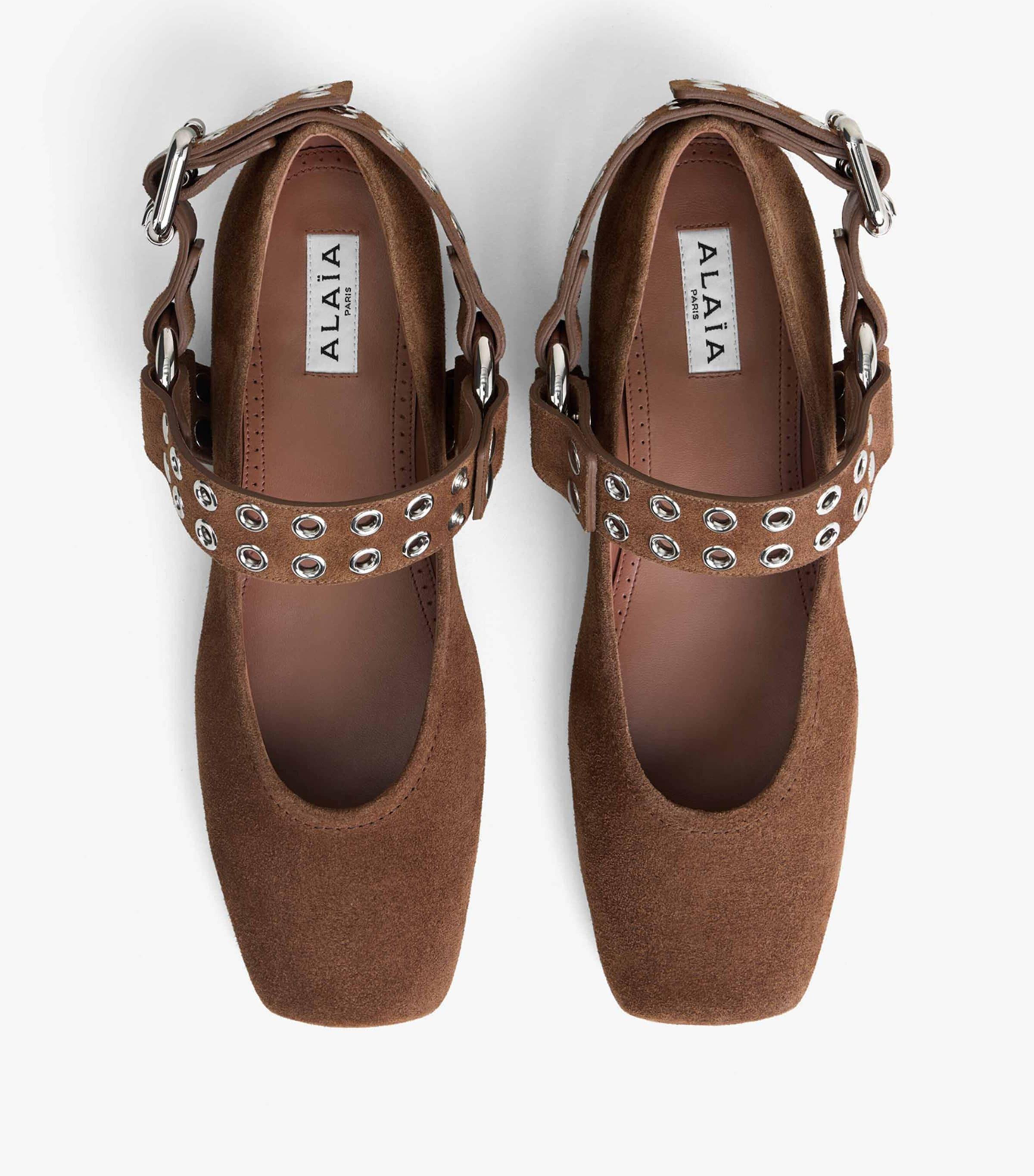 バレエシューズ Alaia Ballet Flats Suede Ballerinas ALAÏA Crystal-embellished suede ballet flats | NET-A-PORTER