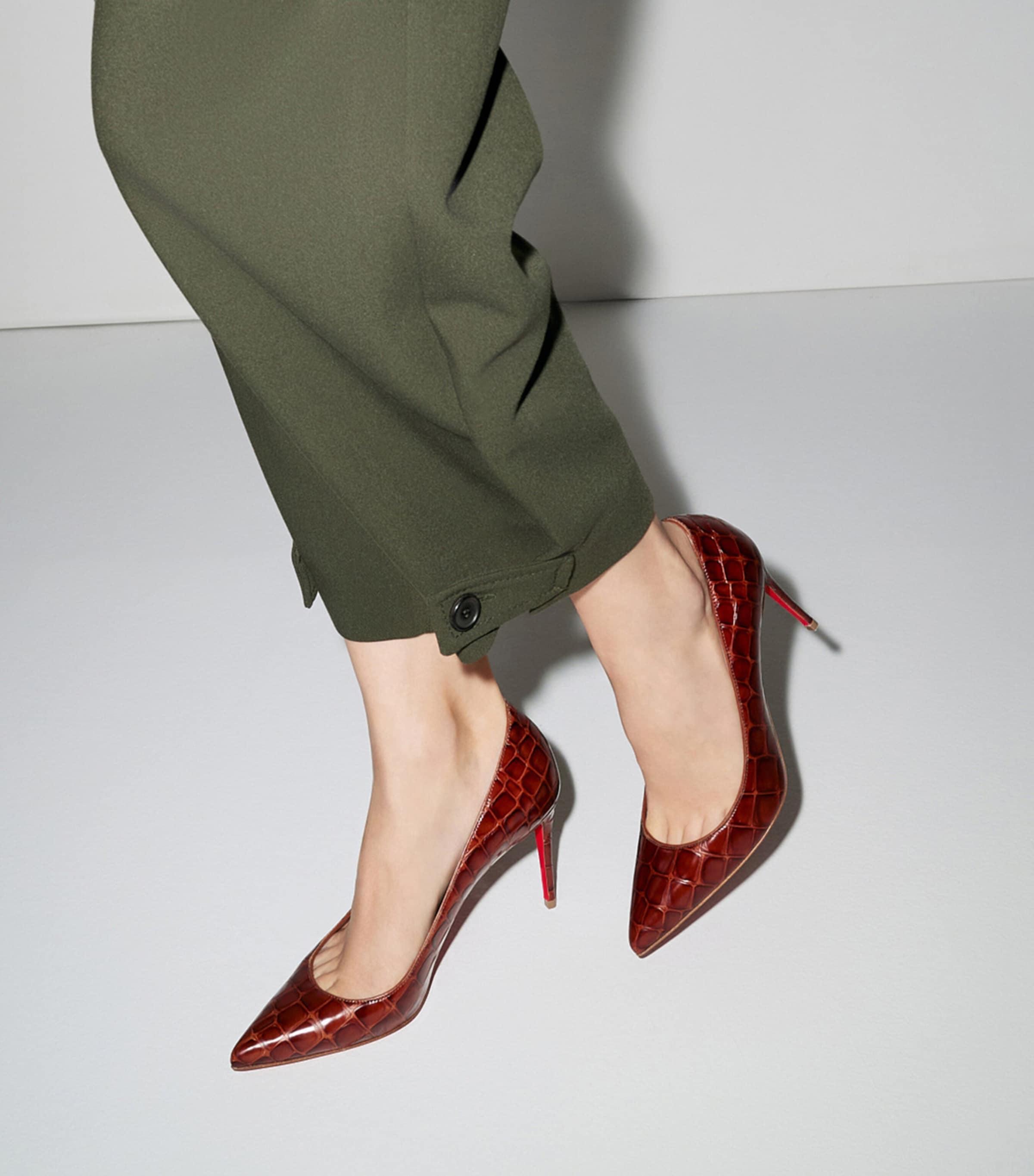 Christian Louboutin Kate Croc-Embossed Leather Pumps 85 in