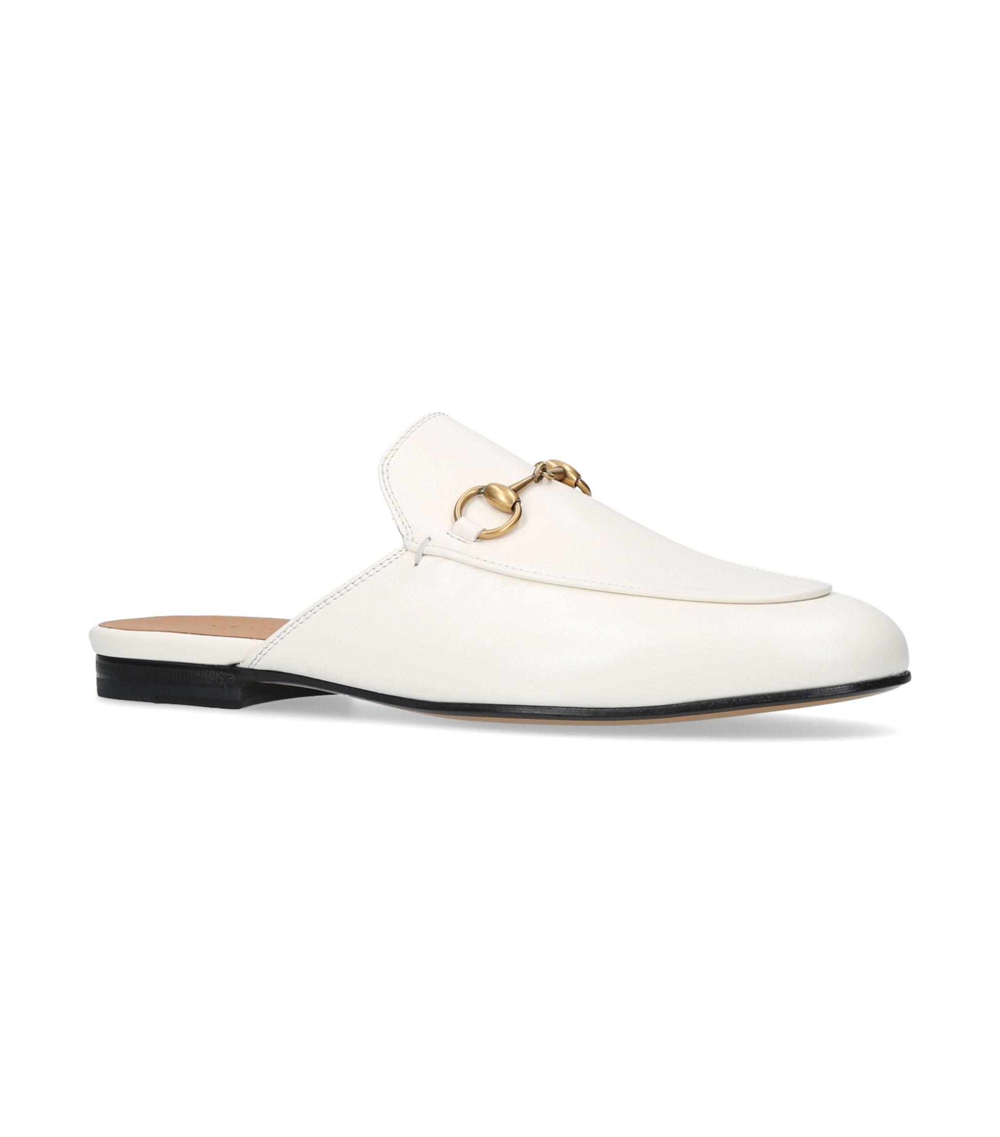 Gucci Leather Princetown Slippers in White - Lyst