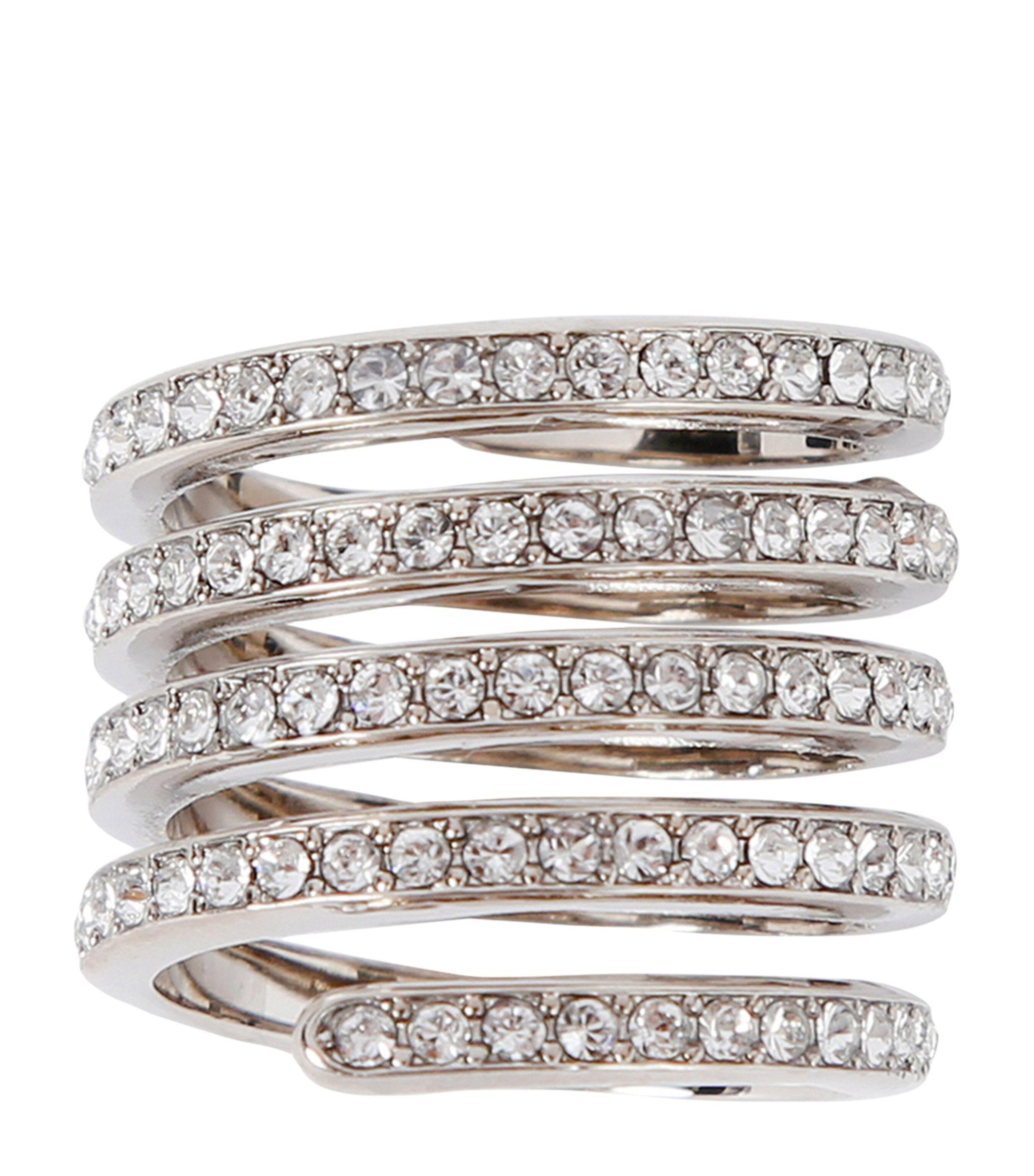 AMINA MUADDI Crystal-embellished Vittoria Ring in White | Lyst