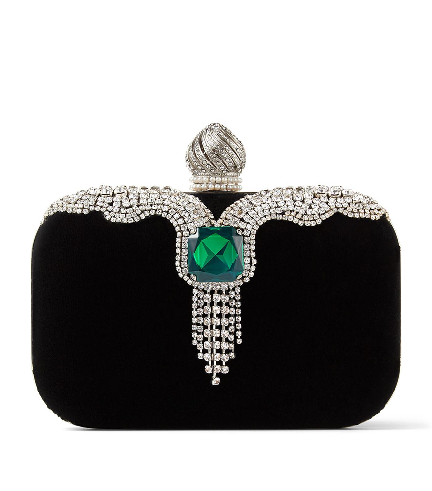 Jimmy Choo Embellished Velvet Cloud Clutch Bag in Black Lyst