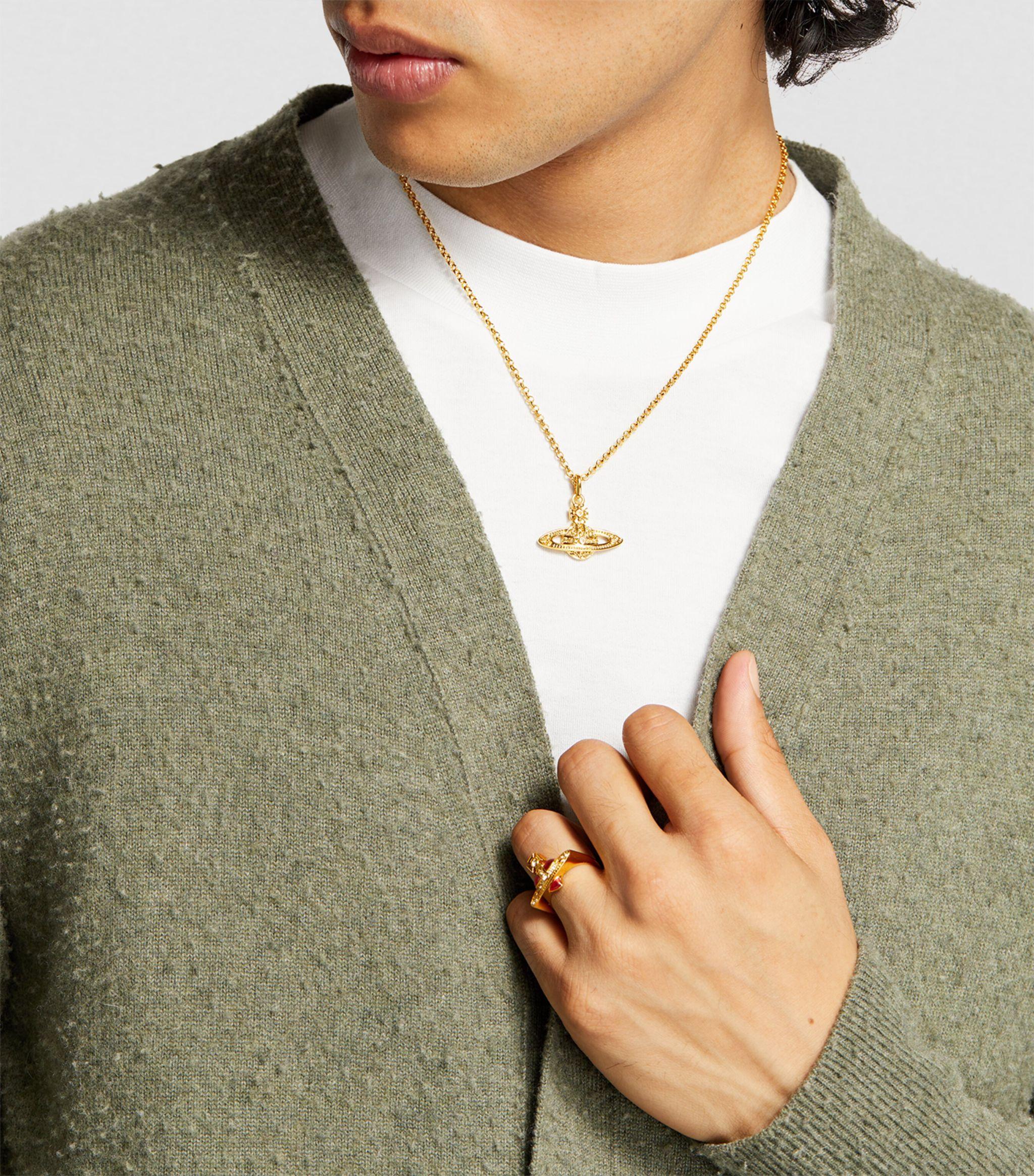 ★Vivienne Westwood★Mini Bas Relief Pendant for Men★Silver Authentic Vivienne Westwood Silver Mini Bas Relief Necklace