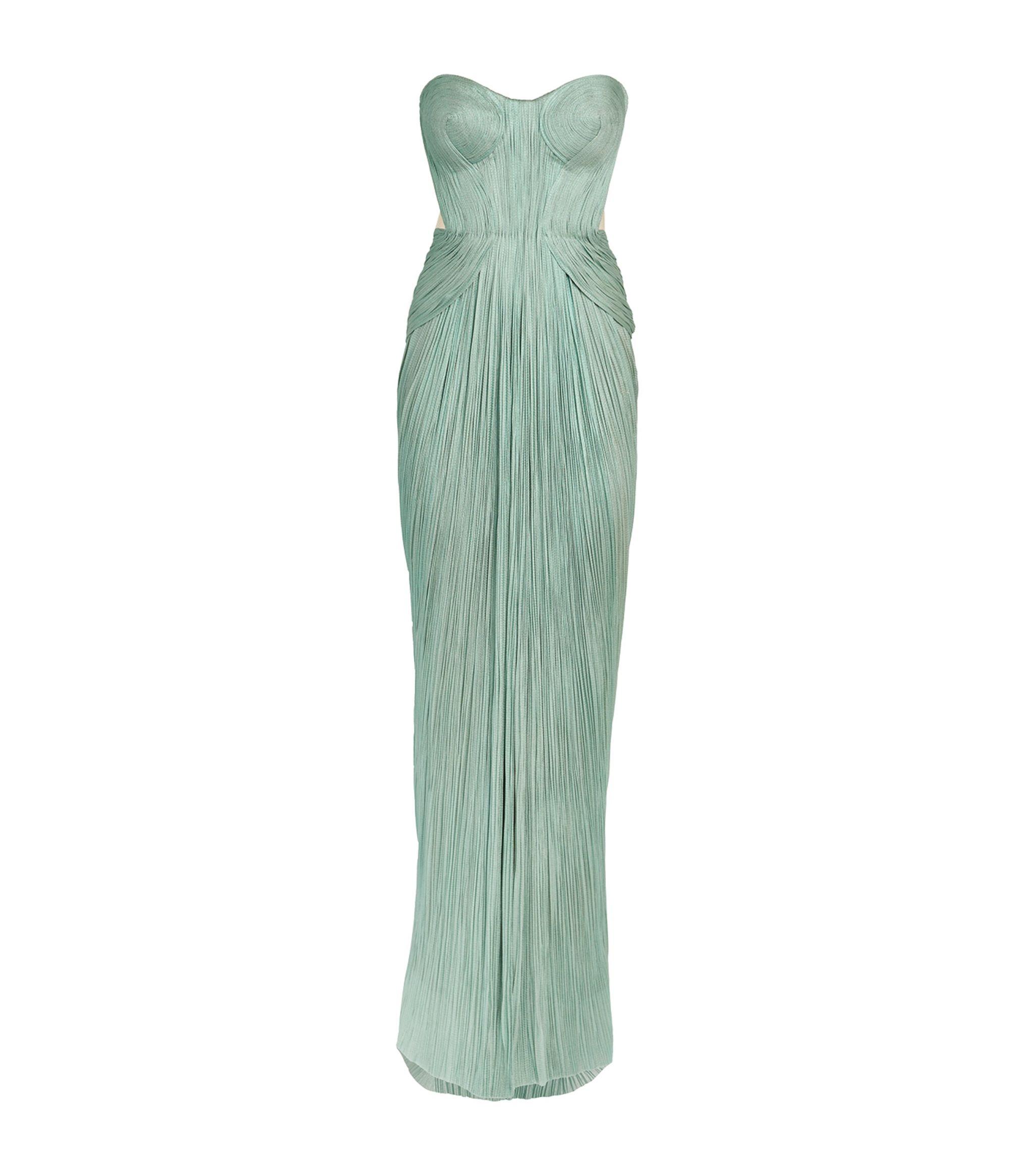 Maria Lucia Hohan Silk Caly Strapless Split Gown in Green | Lyst Maria Lucia Hohan Silk Caly Strapless Split Gown in Green | Lyst