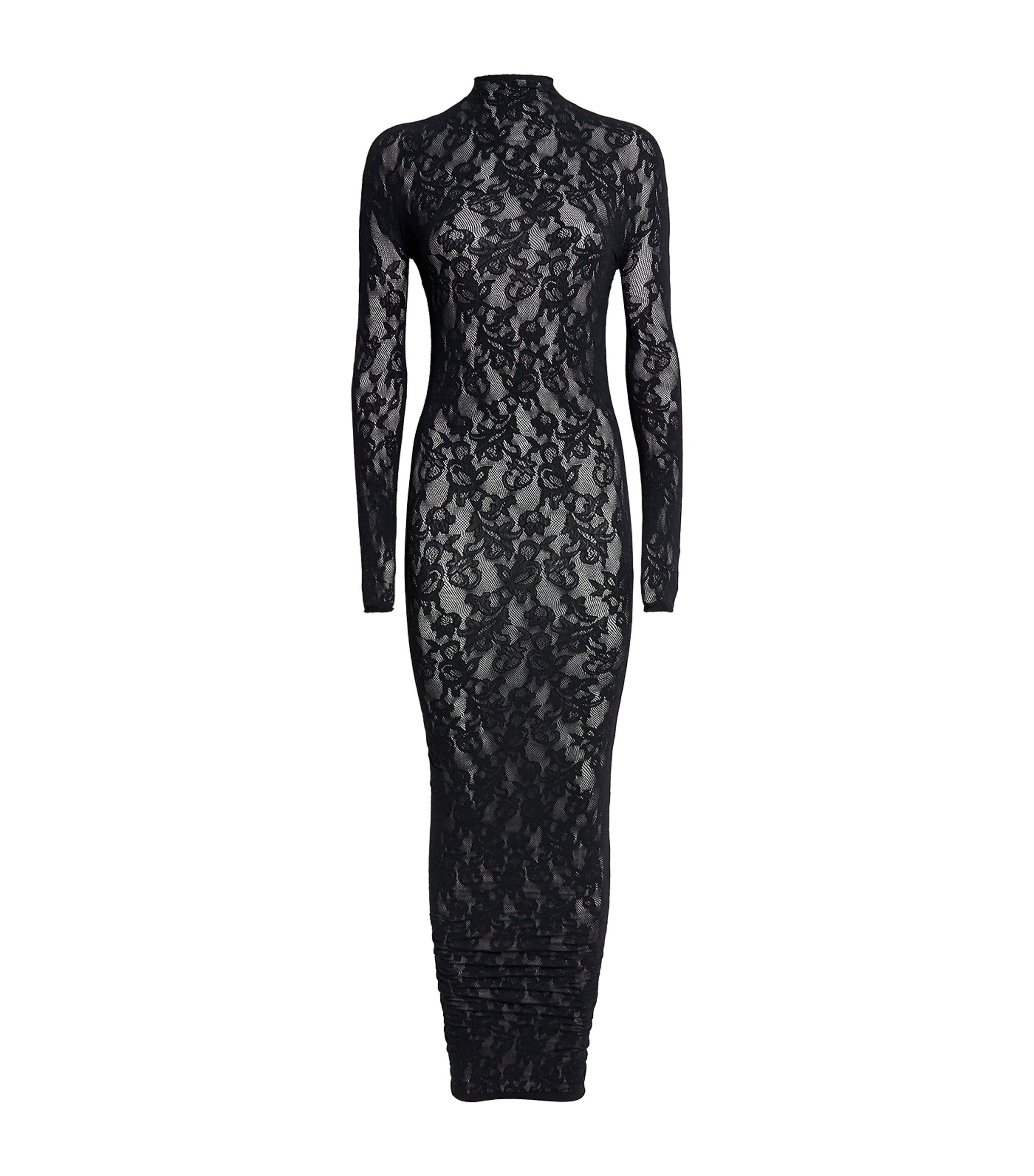 princess polly baby blue dress Ego - Long Sleeve Square Neck Split Detail Mini Bodycon Dress In Black Lace main image 1