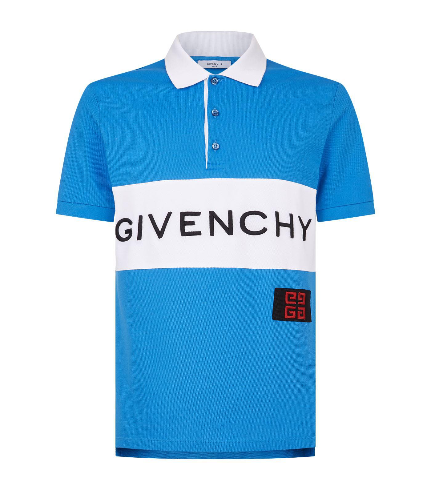 Givenchy Cotton Logo Polo Shirt in Blue 
