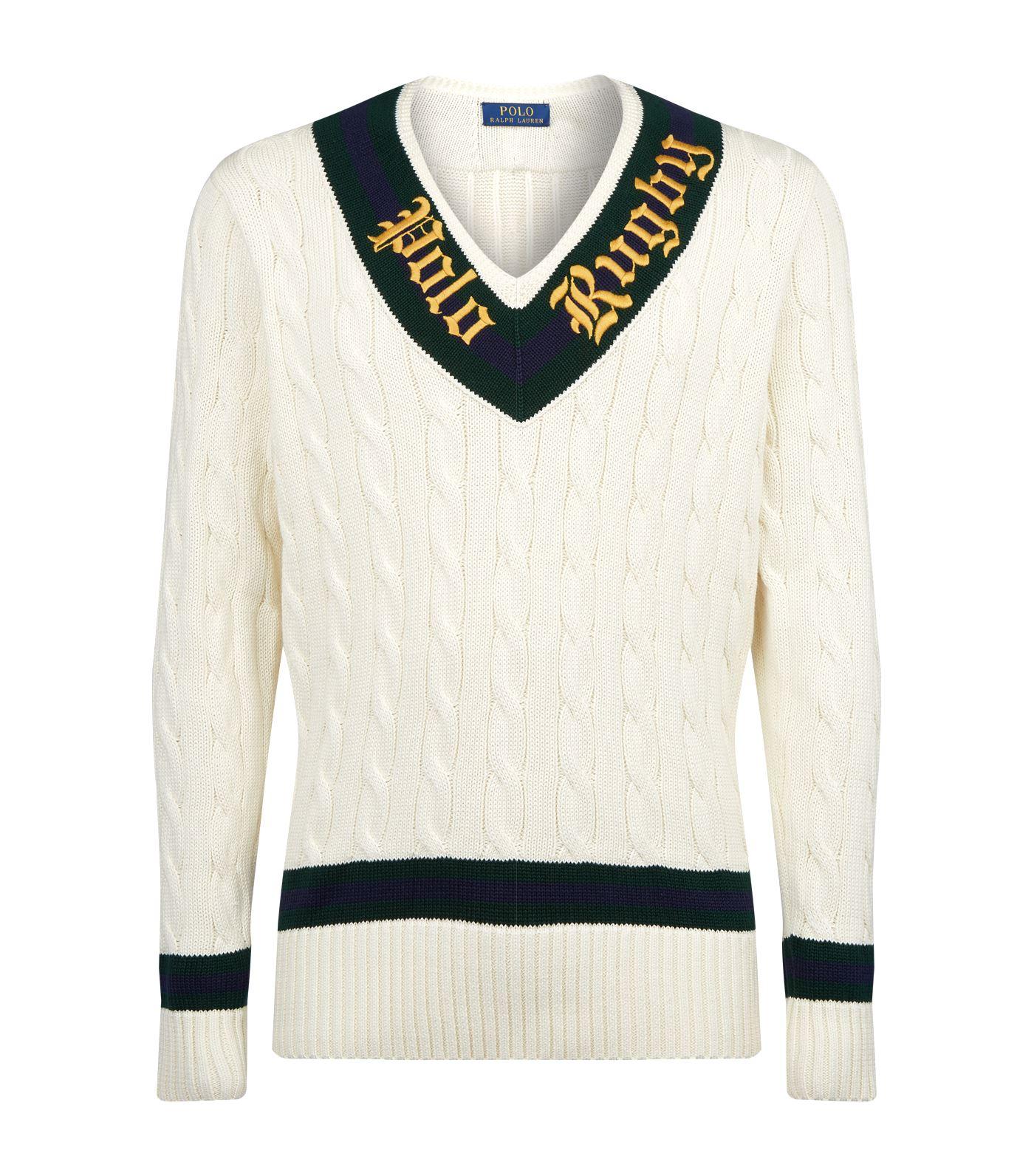 Polo Ralph Lauren Knitted Rugby Cricket Sweater in White for Men - Lyst