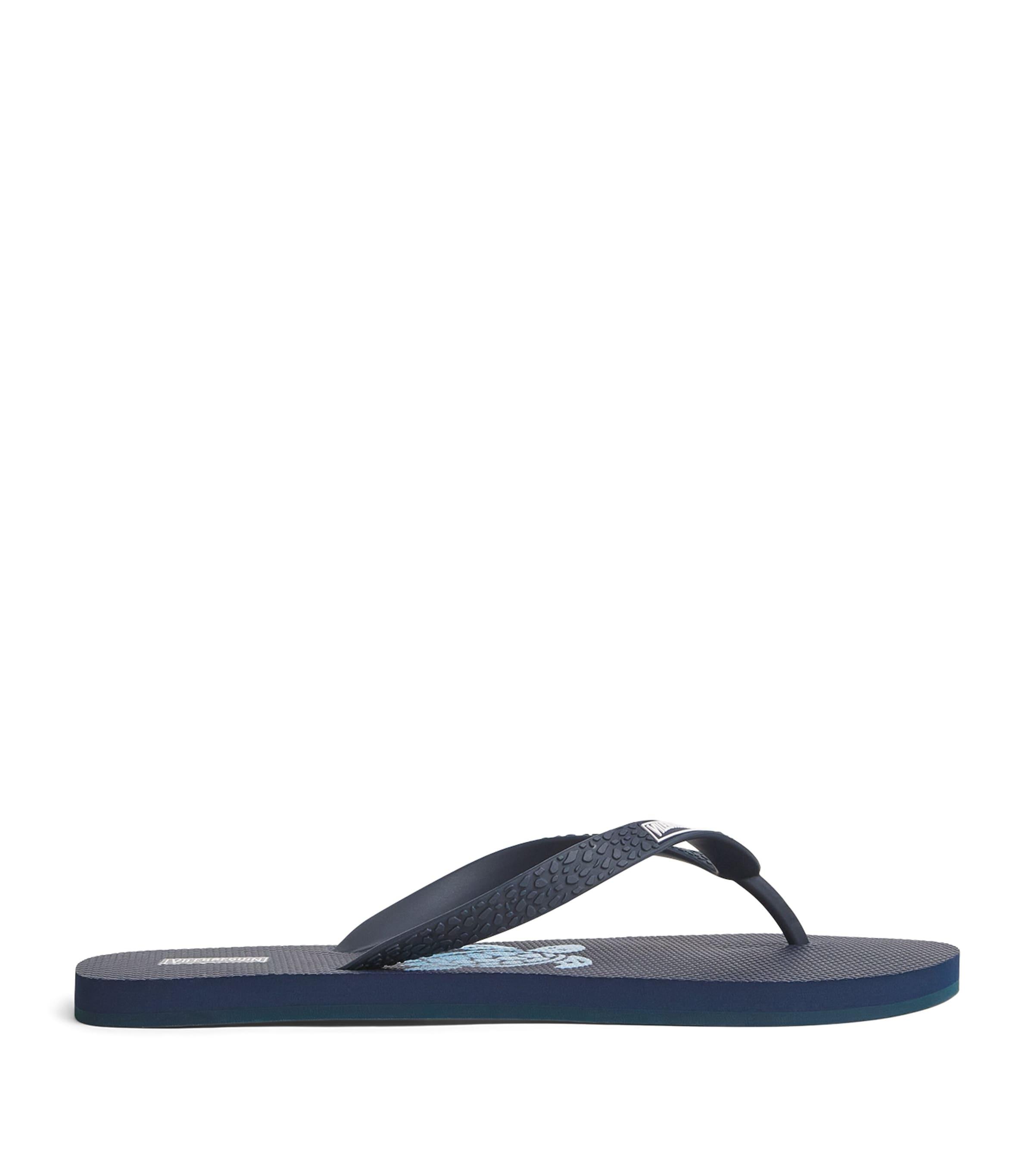 Vilebrequin Navy & White Turtle Men’s Beach Flip Flops Vilebrequin Navy Turtle Bubbles Sandals main image 3
